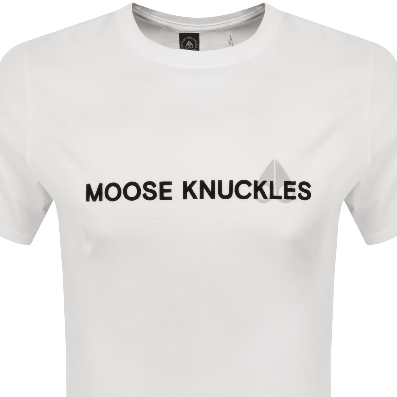 Moose Knuckles 'conway' White Crewneck T-shirt With Logo Lettering Print On The Front