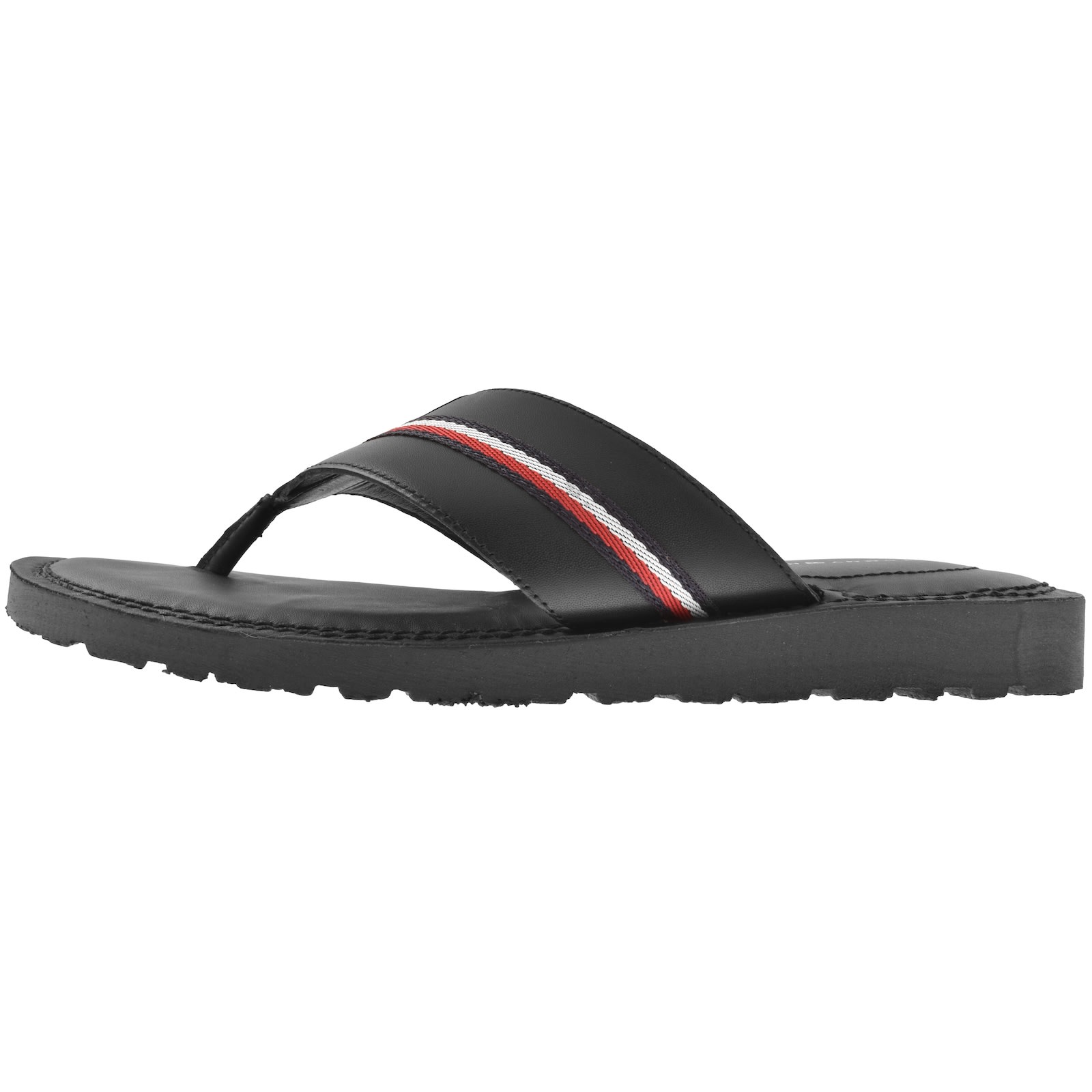 Tommy Hilfiger Leather Flip Flops Black