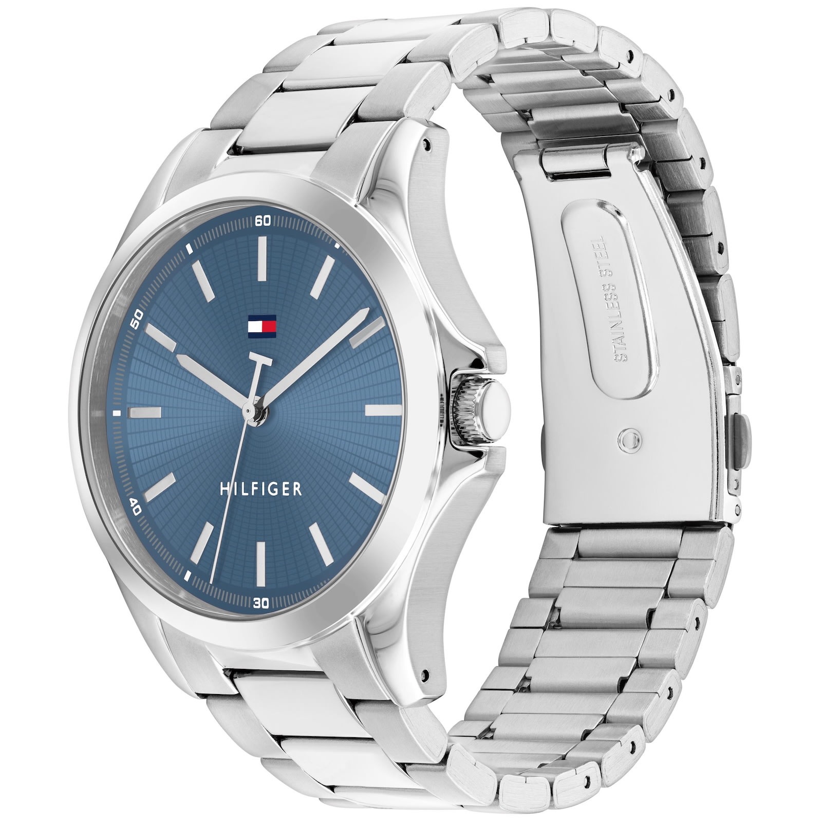 Tommy Hilfiger Bruce Blue Dial Watch Silver