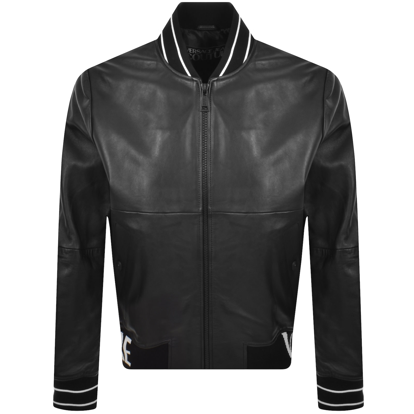 Versace Jeans Couture Leather Jacket Black In Black