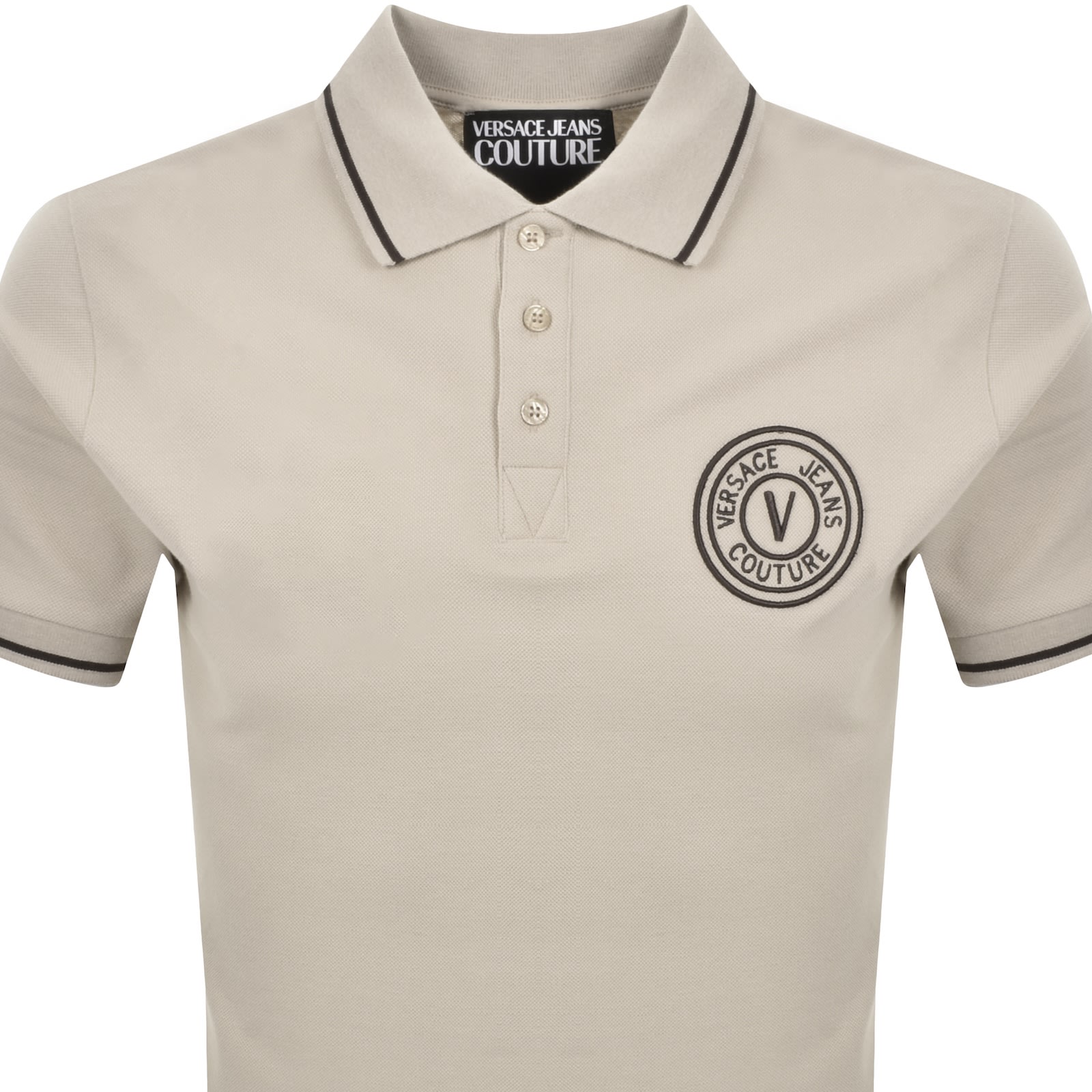 Versace Jeans Couture V Emblem Polo T Shirt Brown In Gray