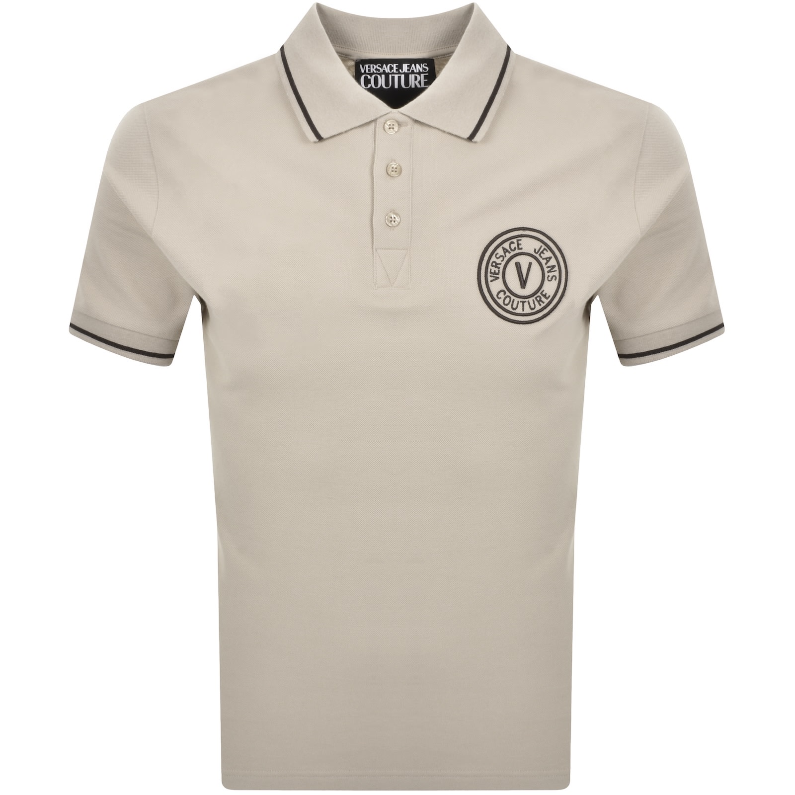 Versace Jeans Couture V Emblem Polo T Shirt Brown In Gray