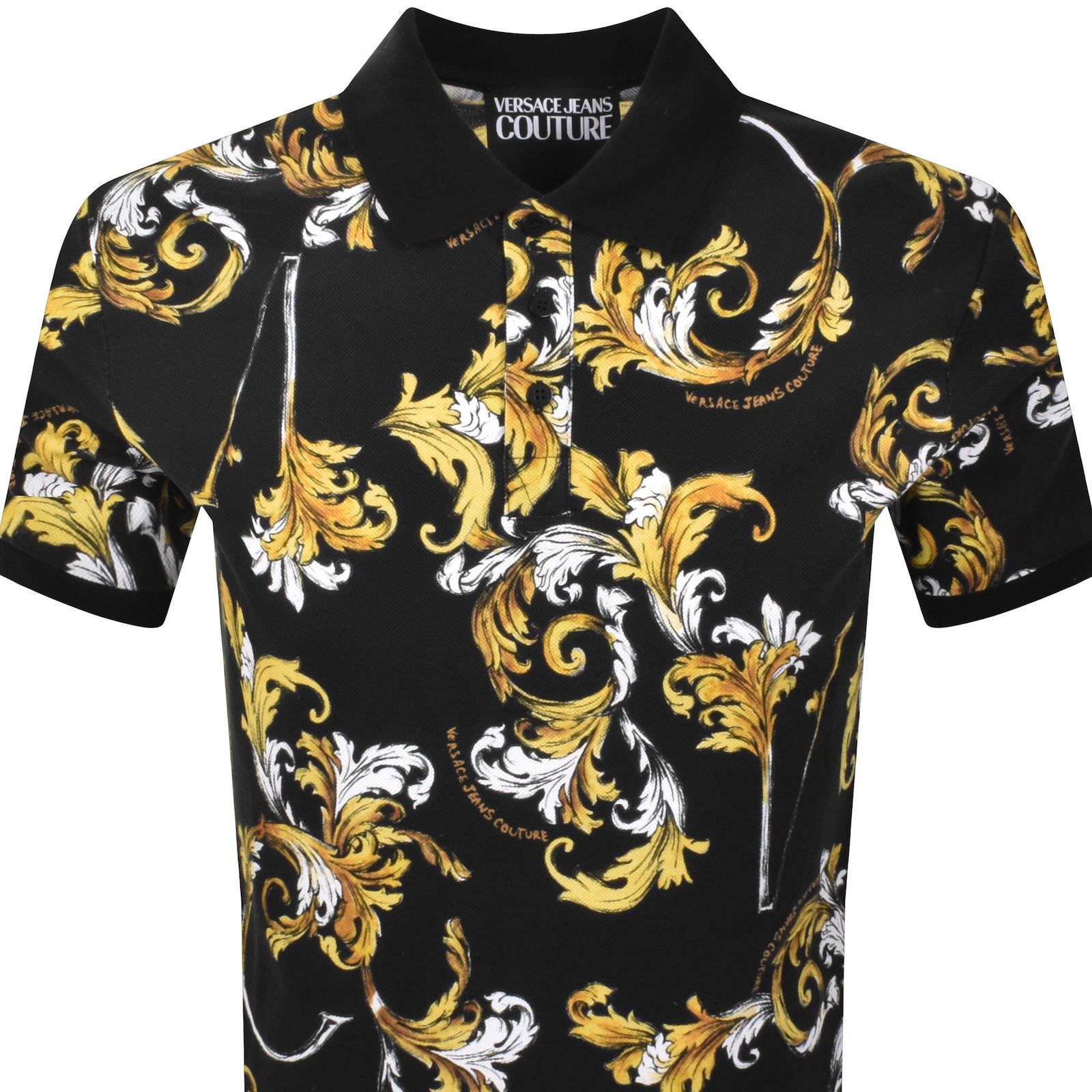 Versace Jeans Couture All Over Polo T Shirt Black In Black