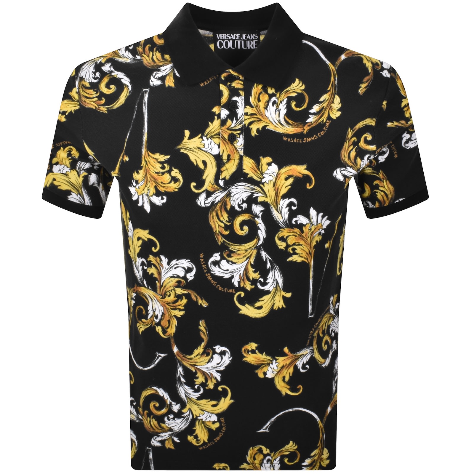 Versace Jeans Couture All Over Polo T Shirt Black In Black