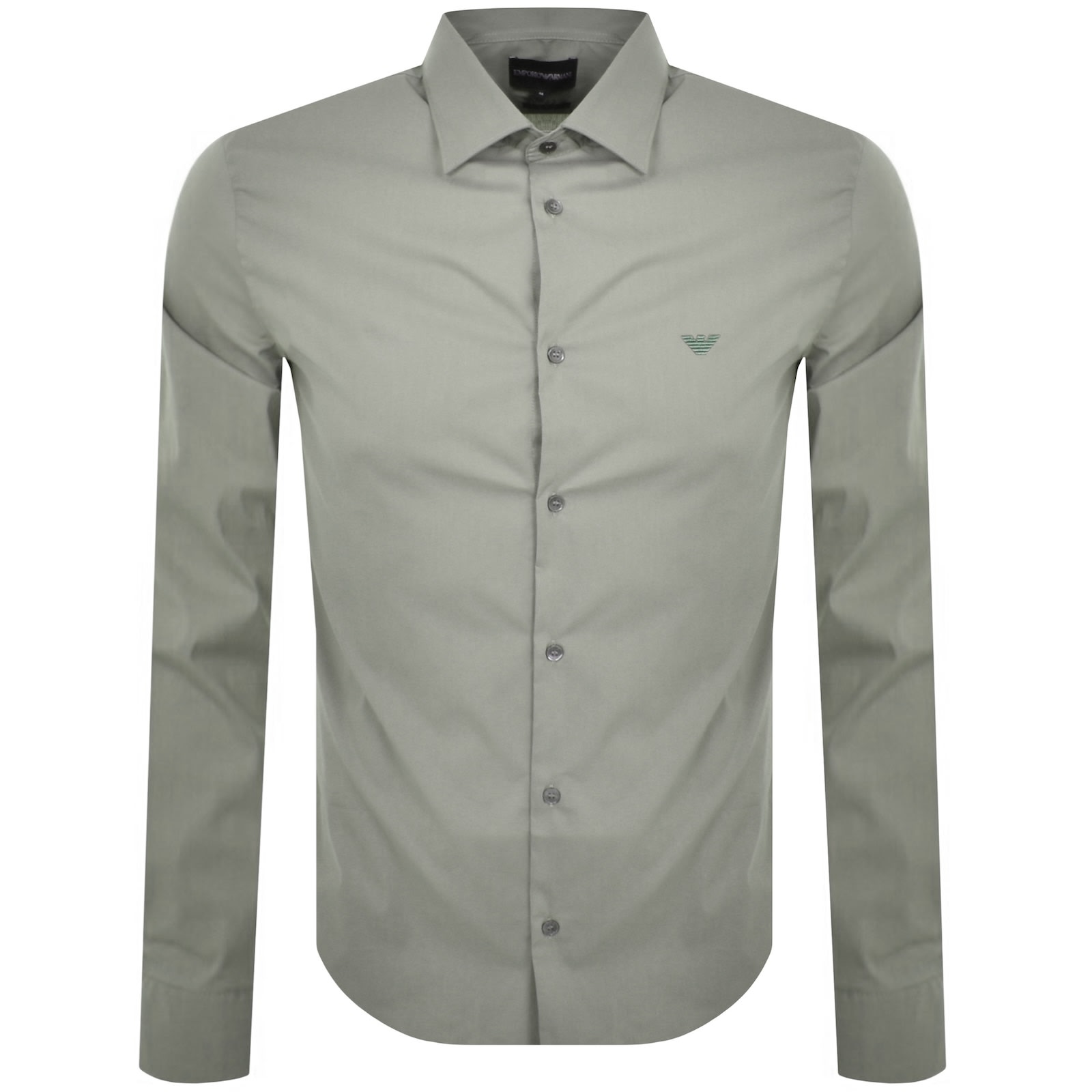 Armani Collezioni Emporio Armani Logo Long Sleeve Shirt Green