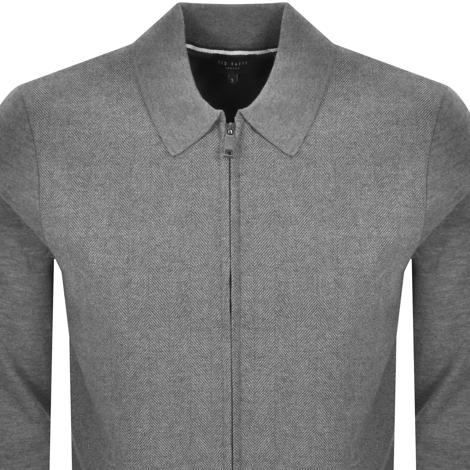 Ted Baker Herringbone Zip Through Jumper Grey