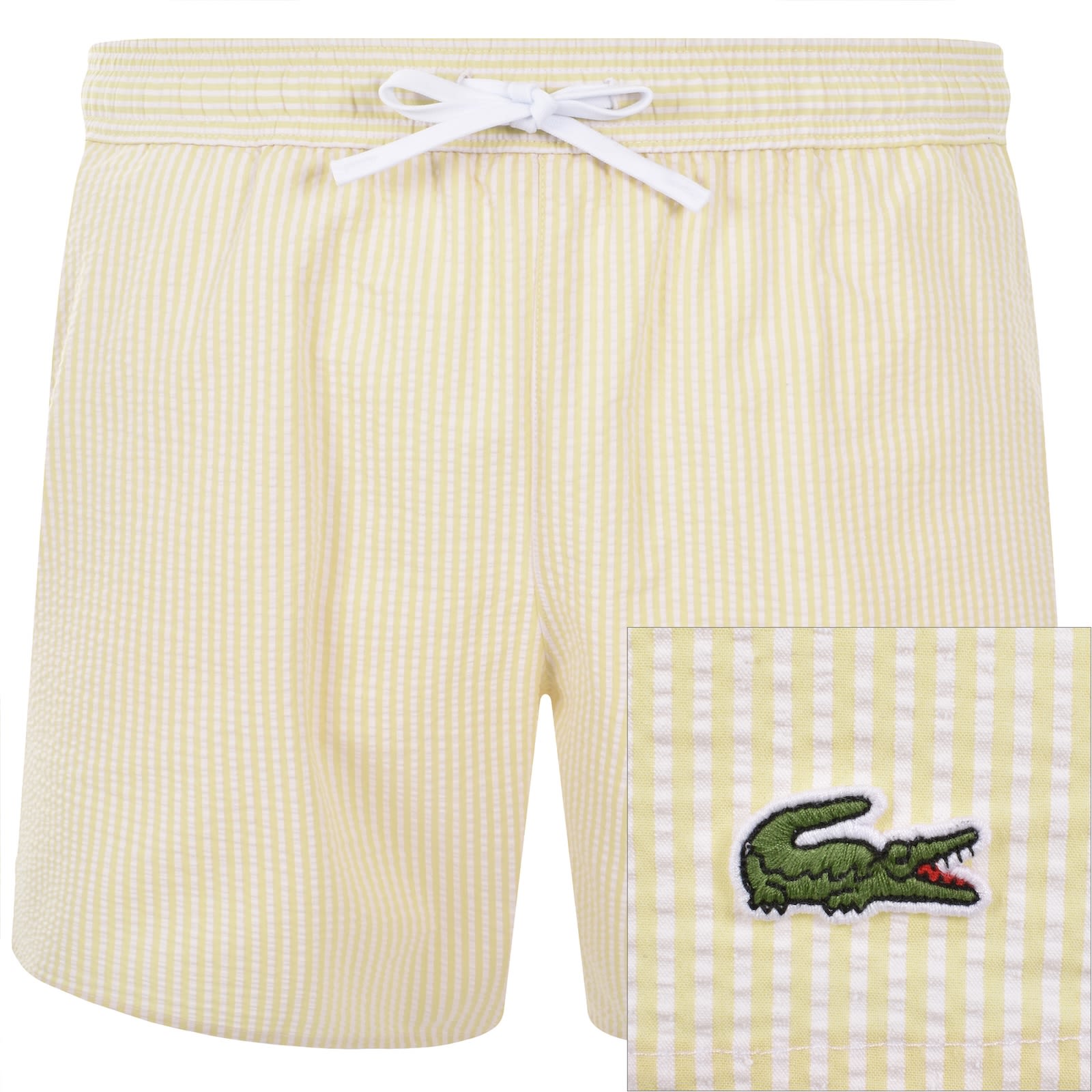 Lacoste Striped Swim Shorts Yellow And White