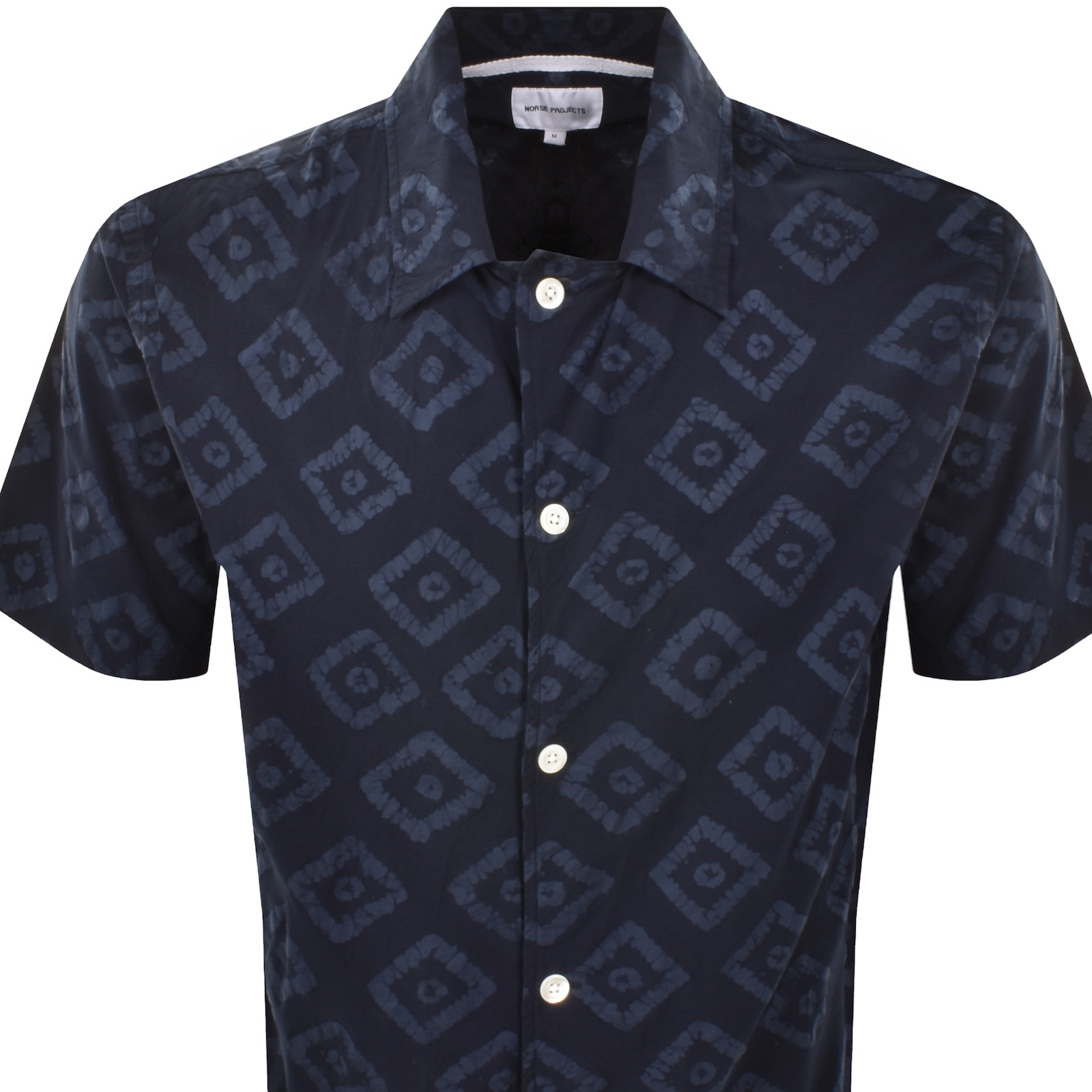 Norse Projects Mads Batik Short Sleeve Shirt Navy