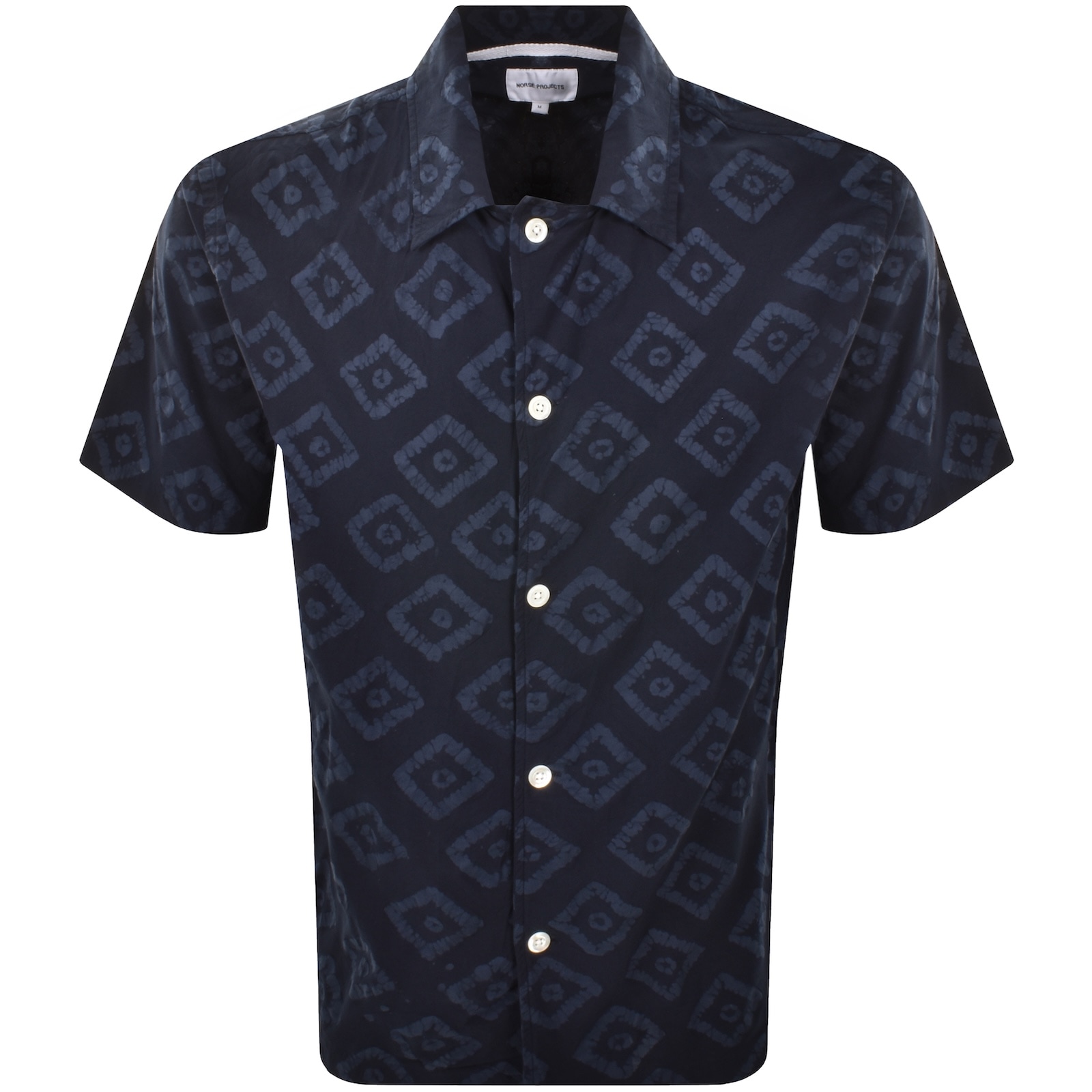 Norse Projects Mads Batik Short Sleeve Shirt Navy
