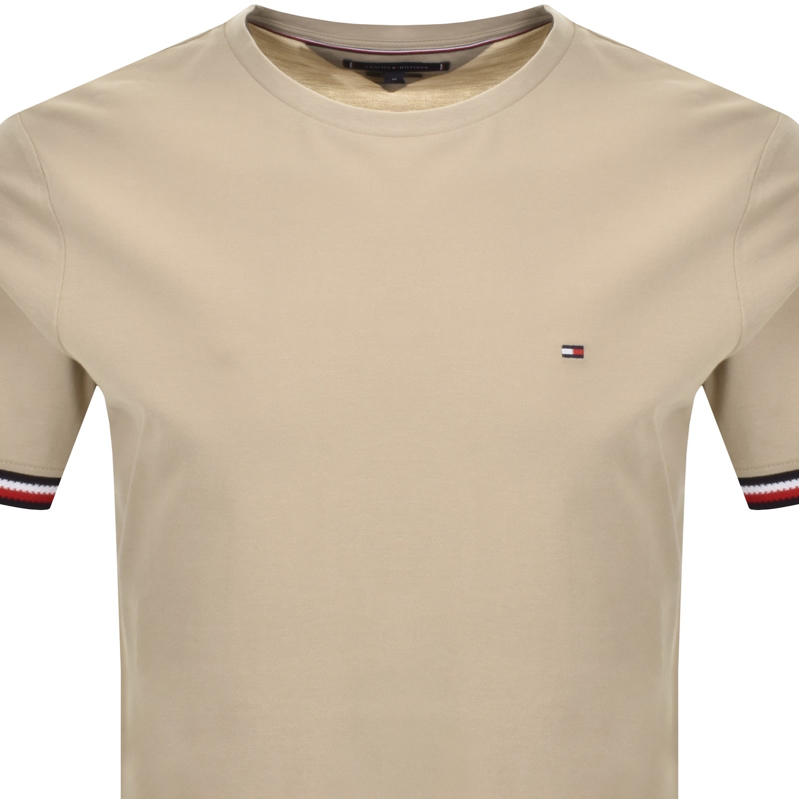 Tommy Hilfiger Global Stripe Cuffs T Shirt Beige In Nude