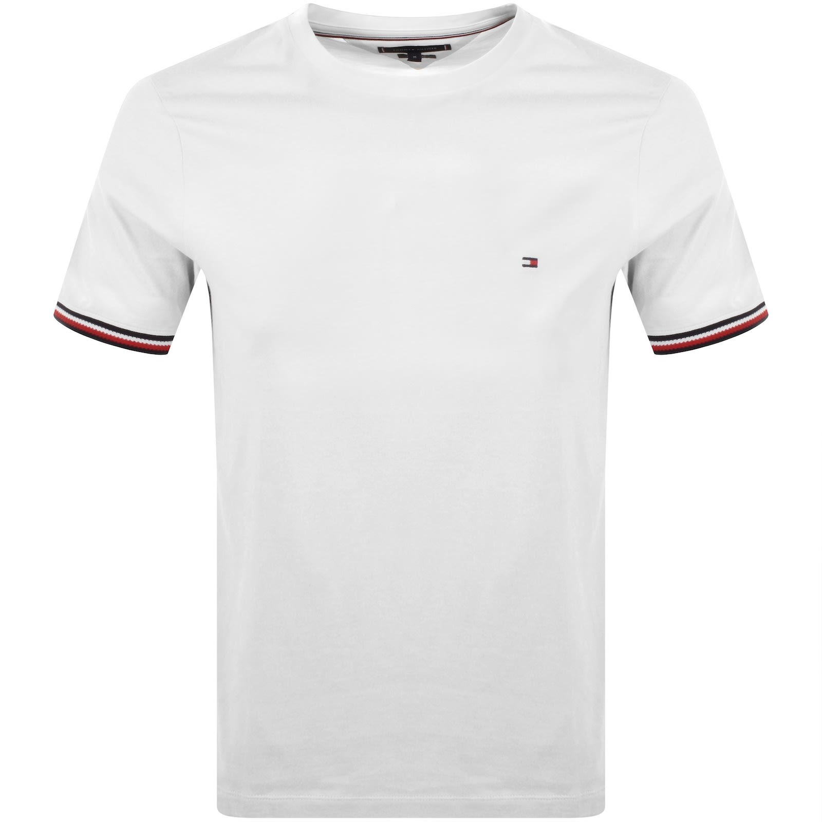 Tommy Hilfiger Global Stripe Cuffs T Shirt White