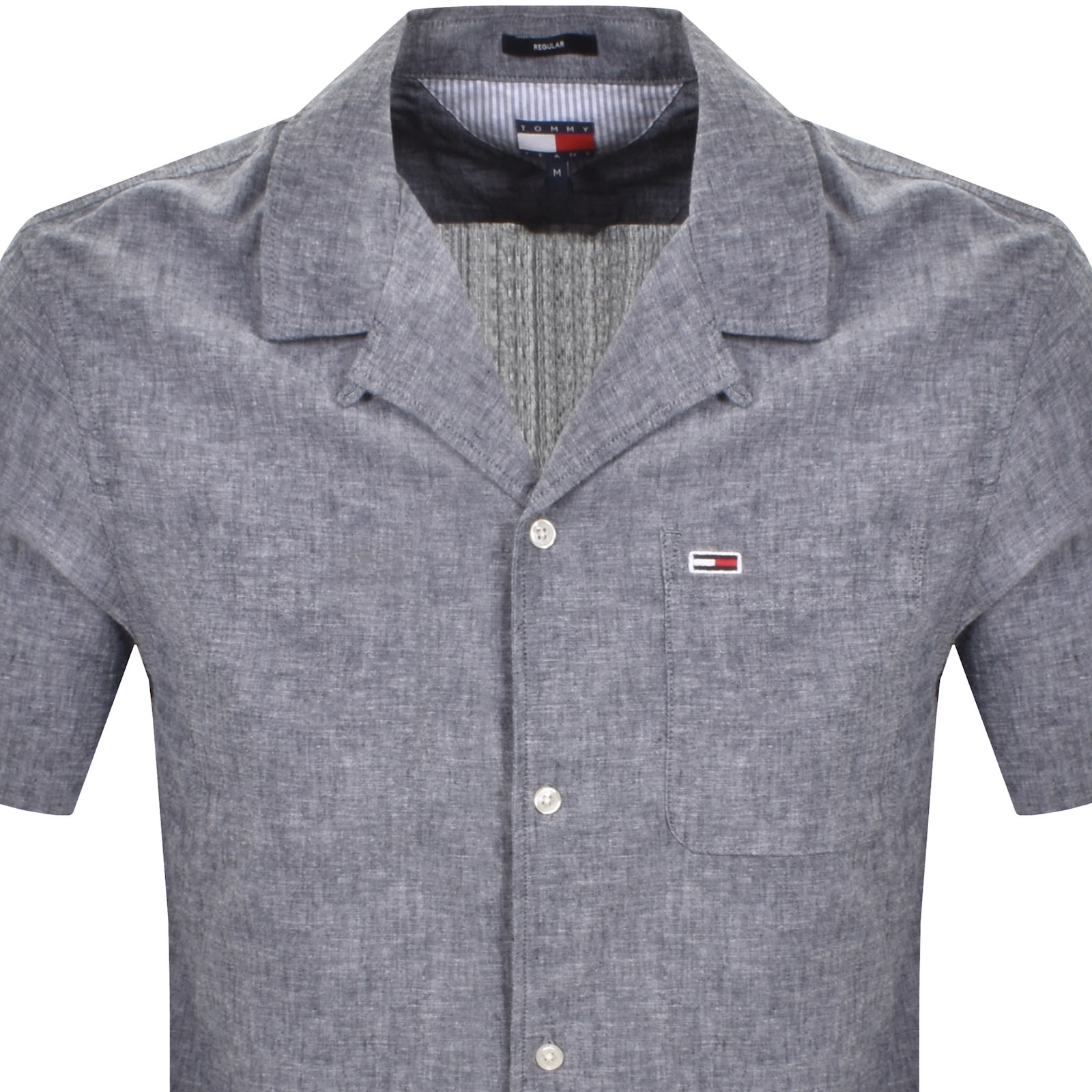 Tommy Jeans Camp Shirt Navy In Gray