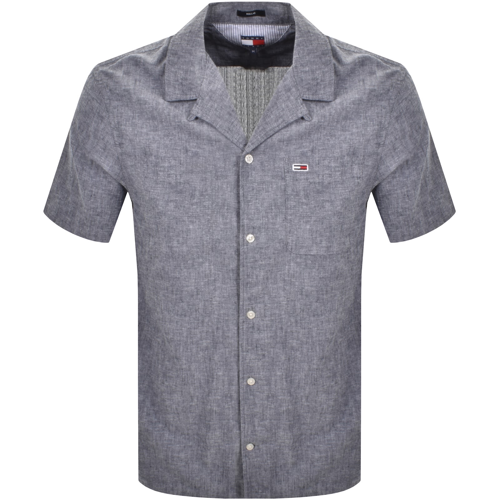 Tommy Jeans Camp Shirt Navy In Gray