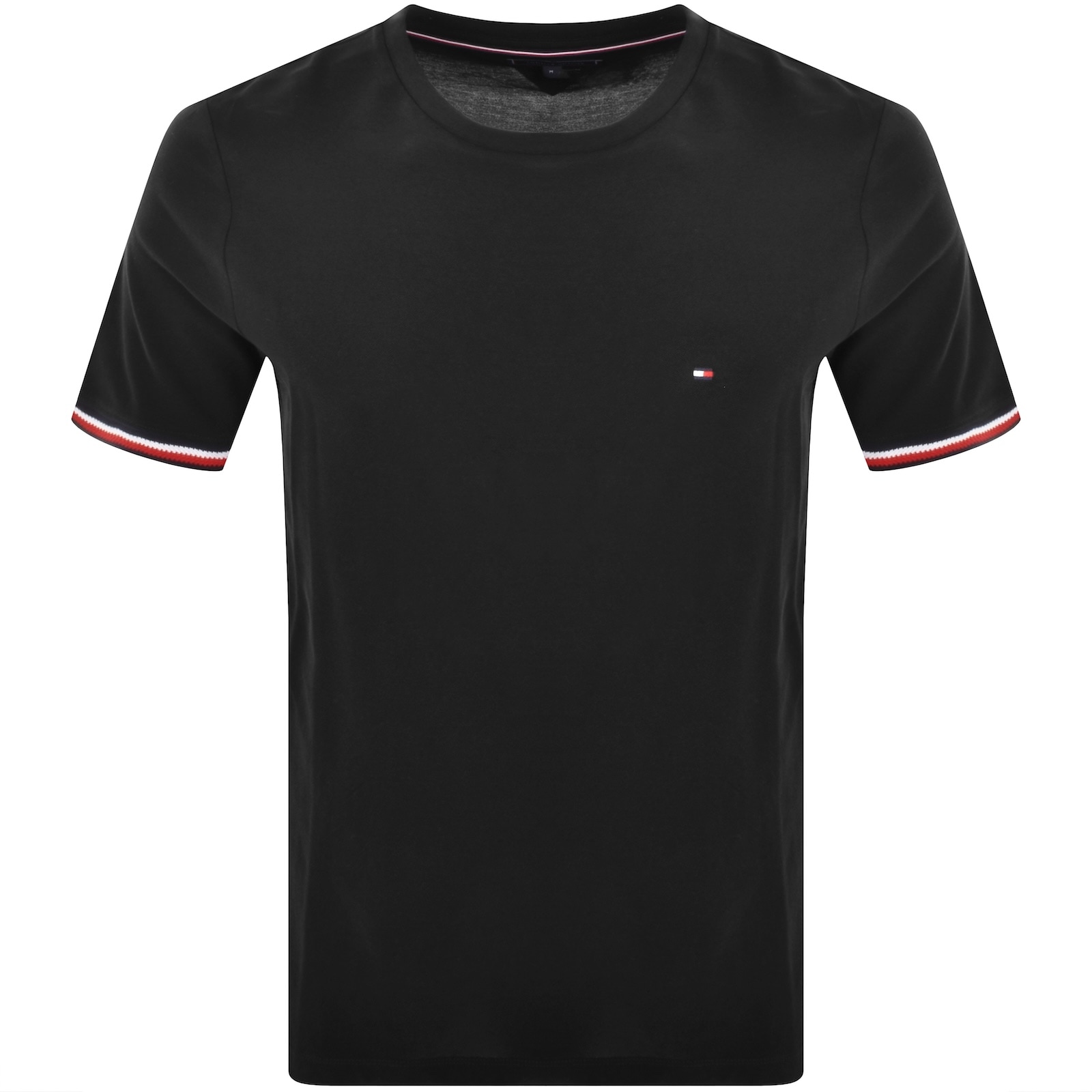 Tommy Hilfiger Global Stripe Cuffs T Shirt Black