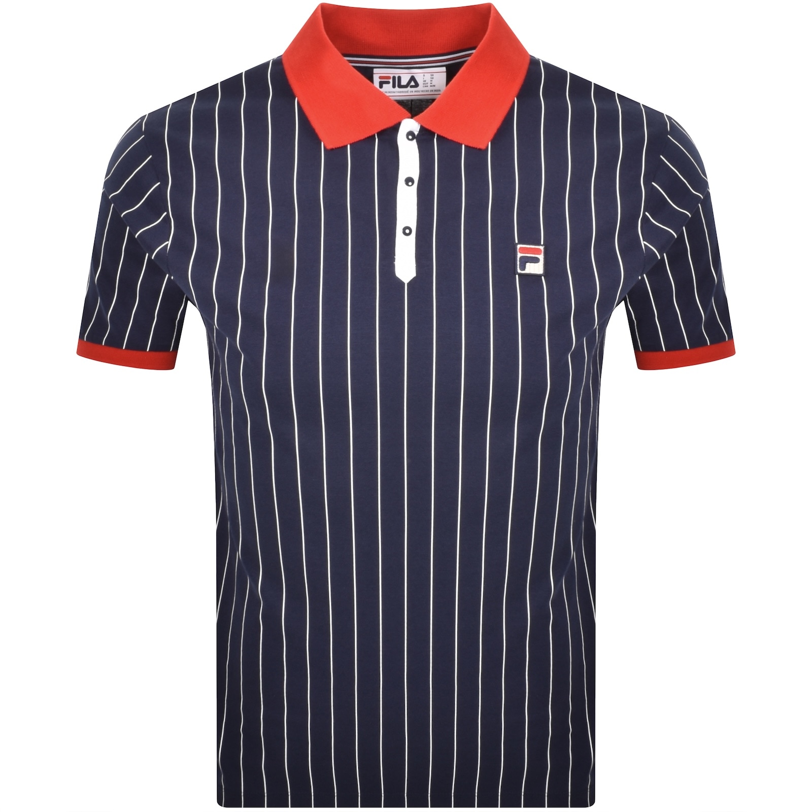 Fila Vintage Pinstripe Polo T Shirt Navy