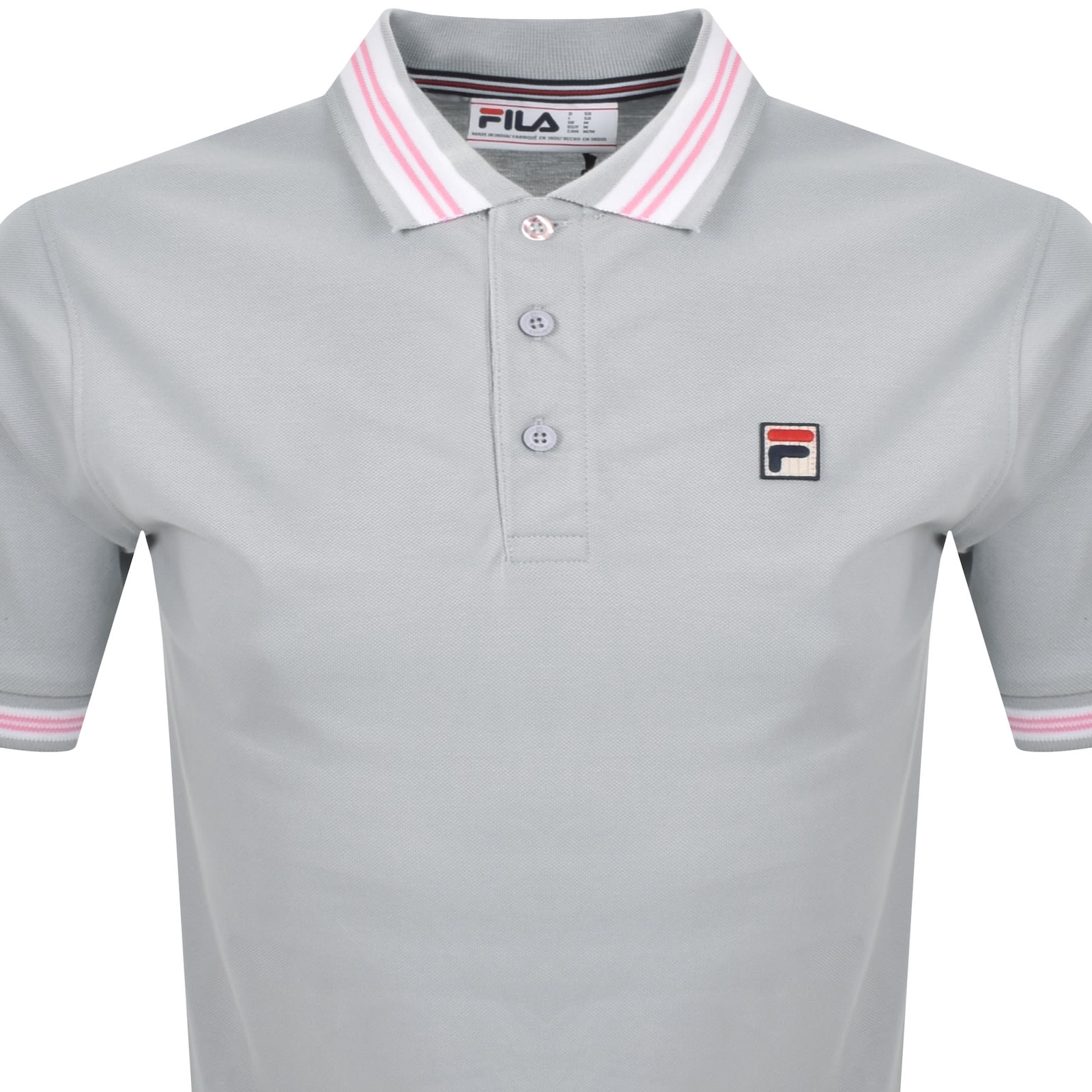 FILA VINTAGE FILA VINTAGE FARAZ TIPPED POLO T SHIRT GREY