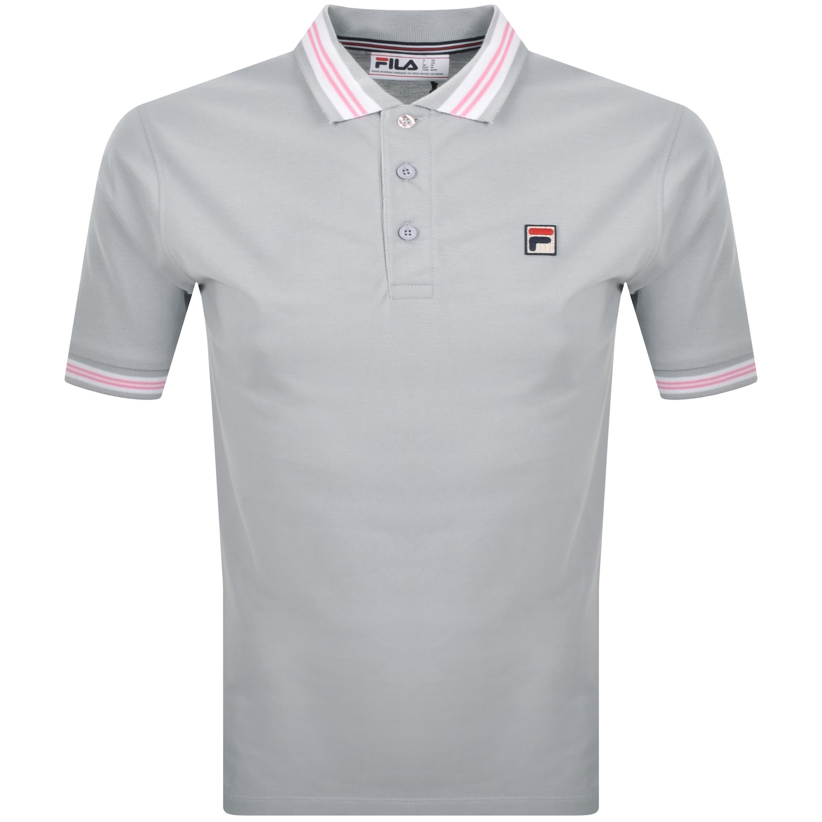 Fila Vintage Faraz Tipped Polo T Shirt Grey