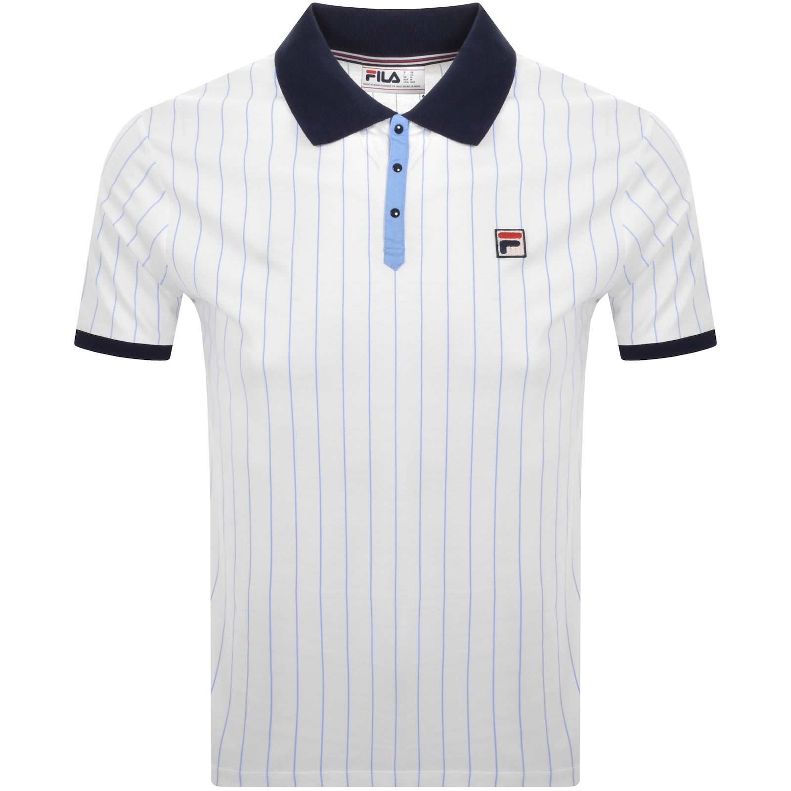 Fila Vintage Pinstripe Polo T Shirt White