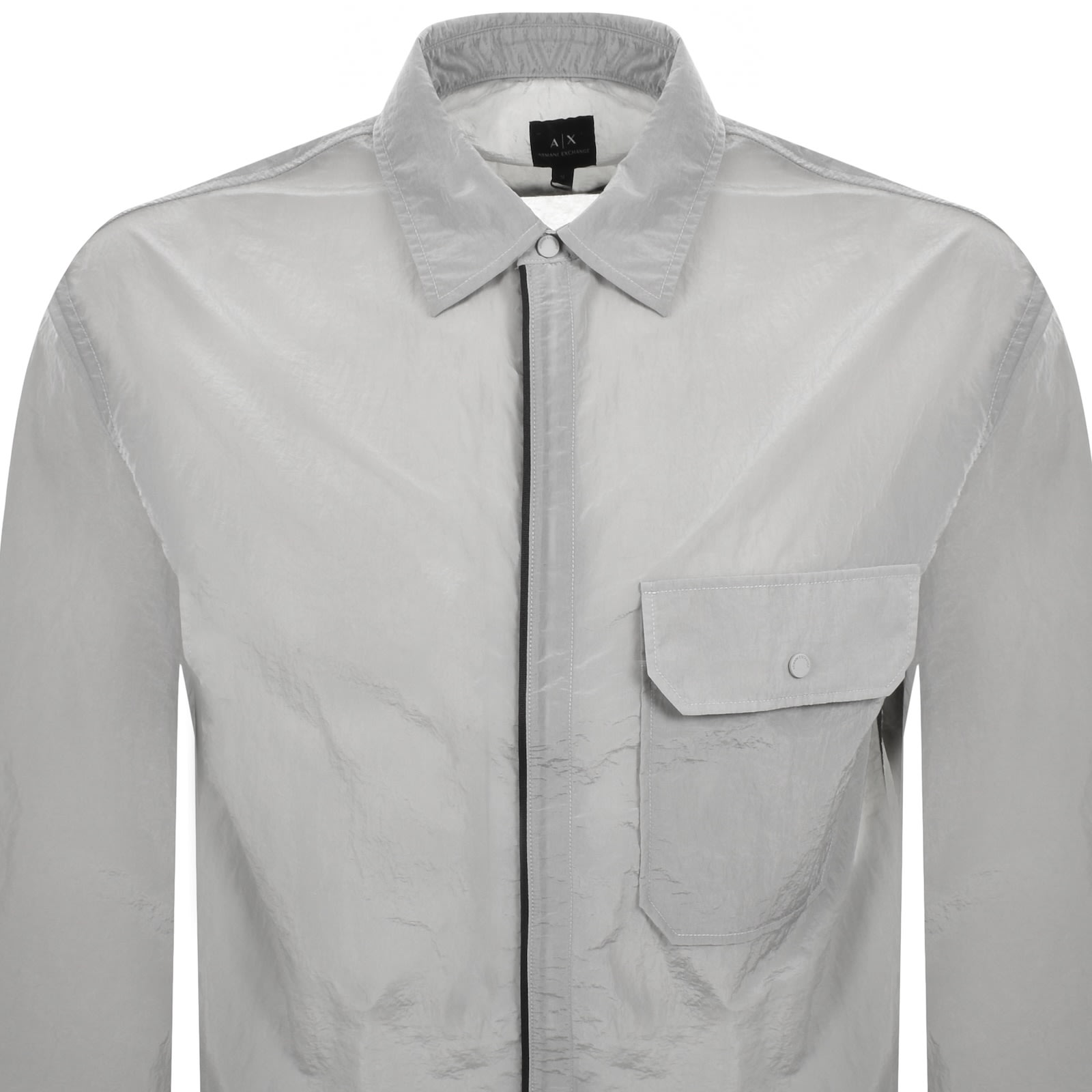 Armani Exchange Full Zip Overshirt Grey In Gray