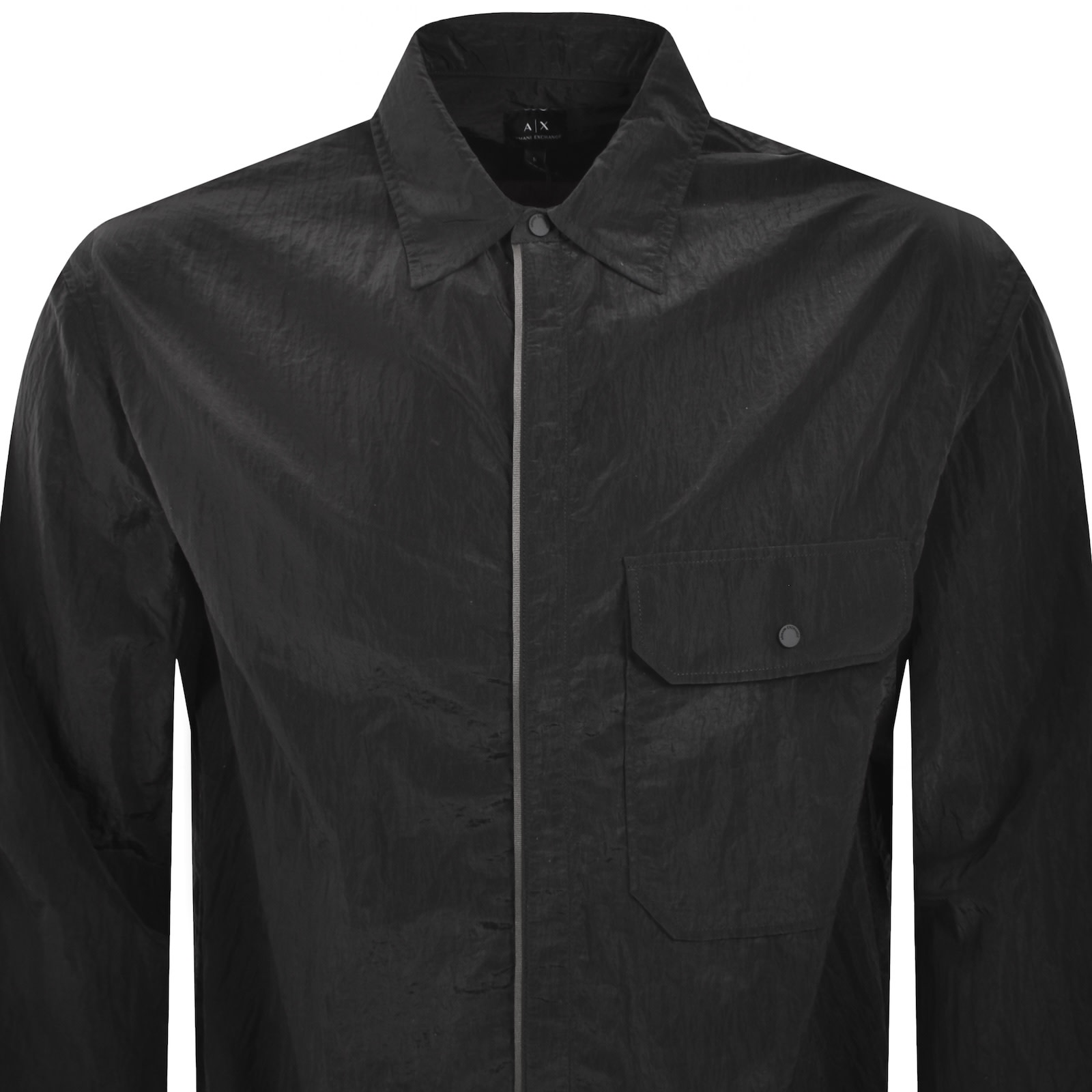 Armani Exchange Full Zip Overshirt Black In Black