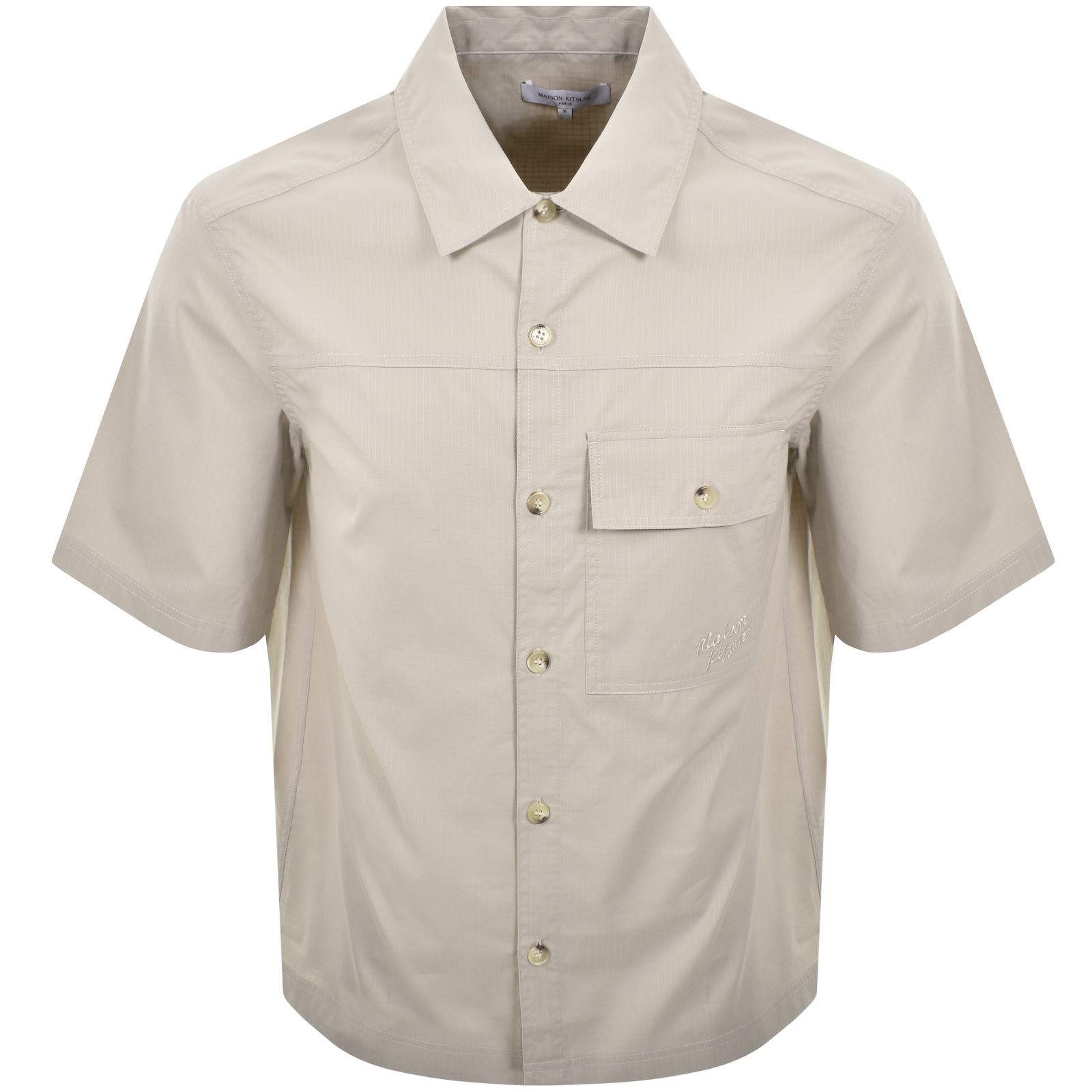 Maison Kitsuné Maison Kitsune Logo Overshirt Beige In Neutral