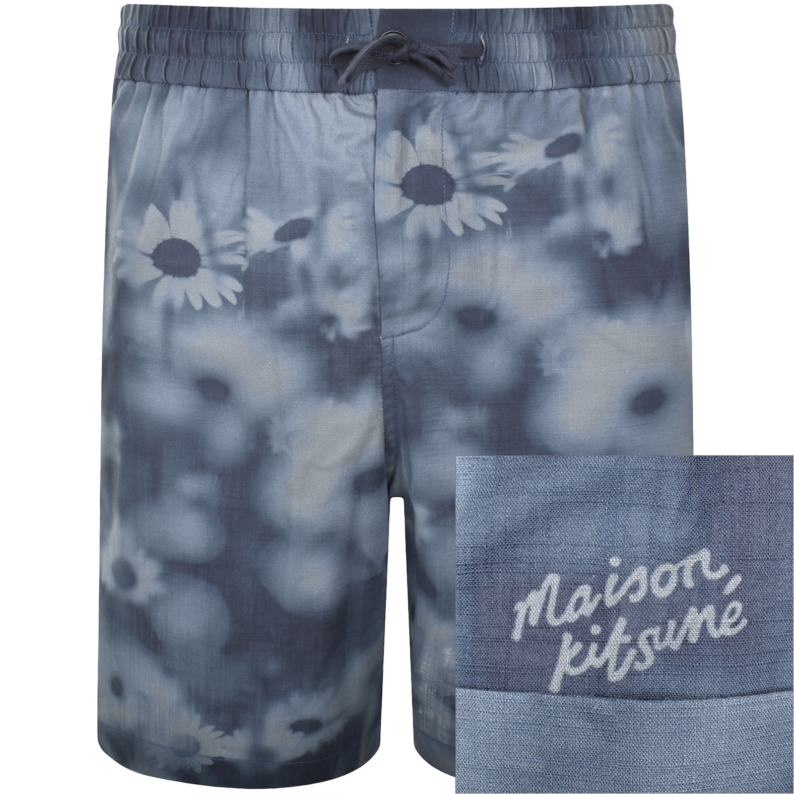 Maison Kitsuné Elasticated Shorts Juniper Berry Print In Blue