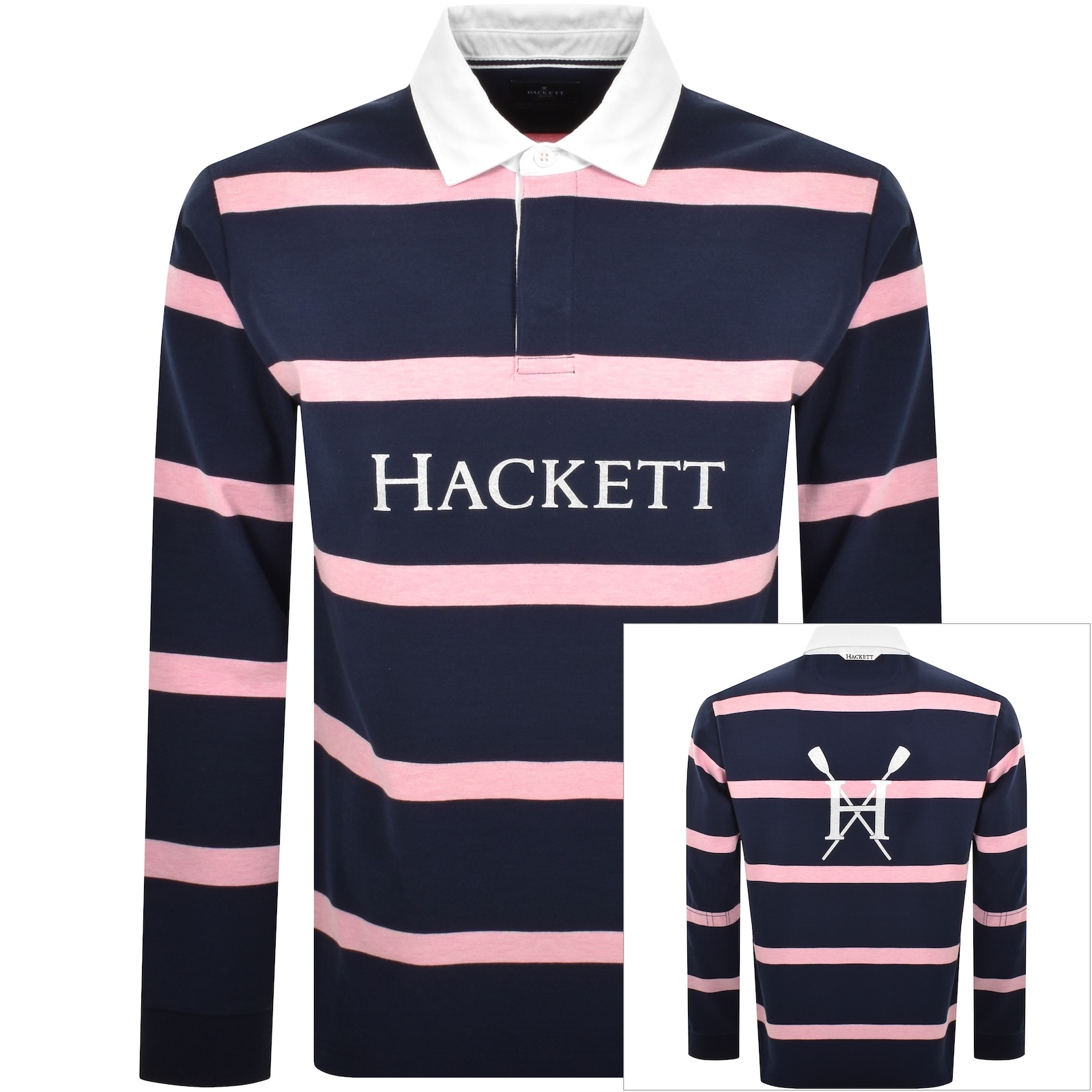 HACKETT HACKETT STRIPED POLO T SHIRT INK BLUE