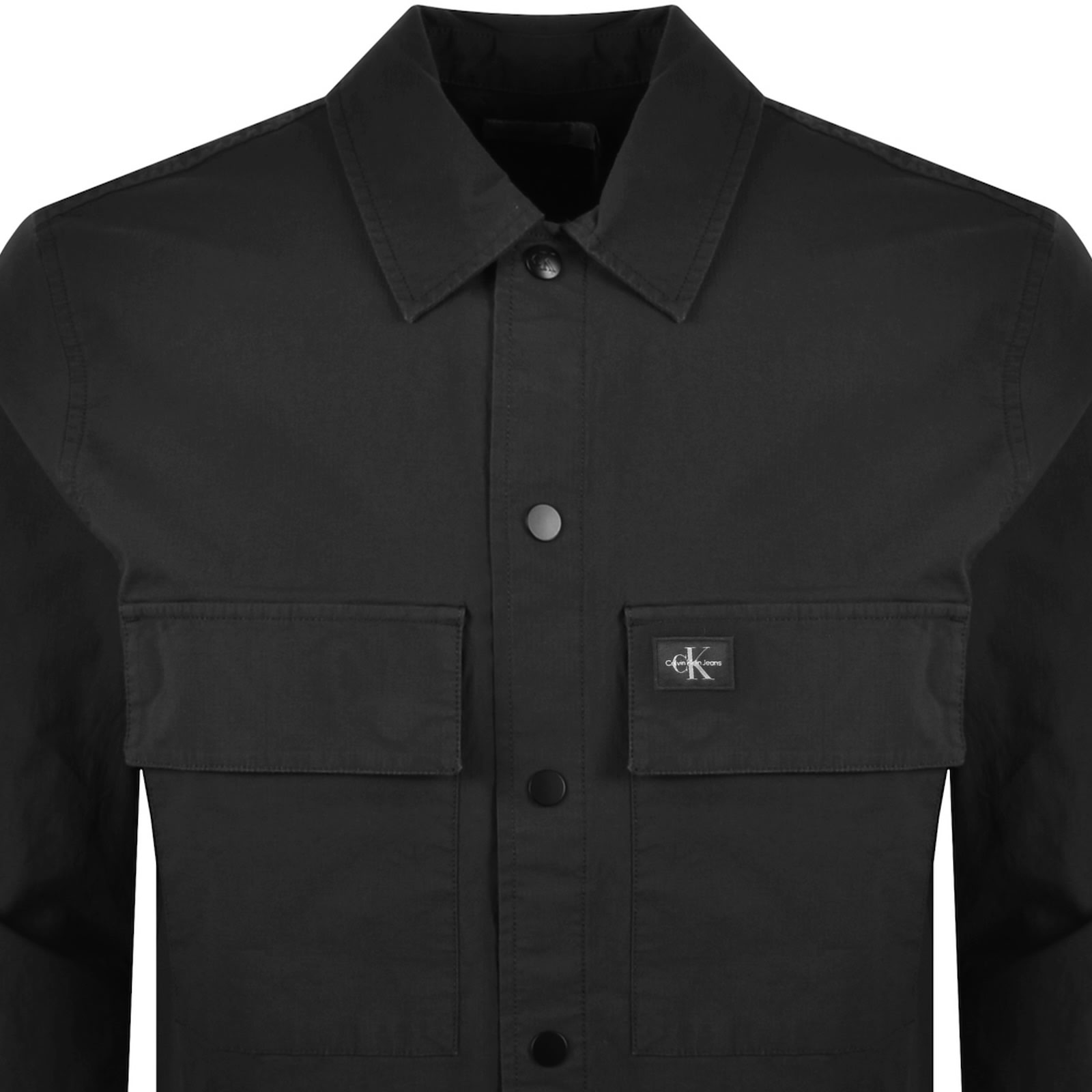 Shop Calvin Klein Jeans Cargo Overshirt Jacket Black