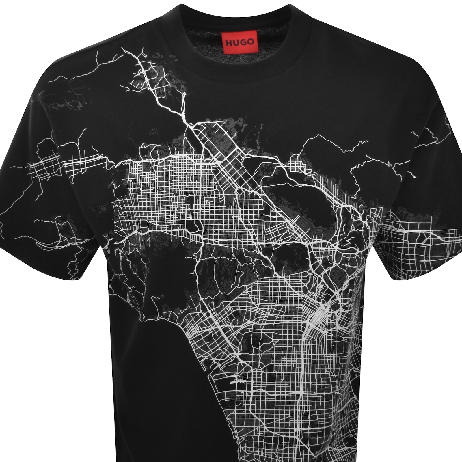 Hugo Boss Cotton-jersey T-shirt With Glow-in-the-dark Artwork In Black