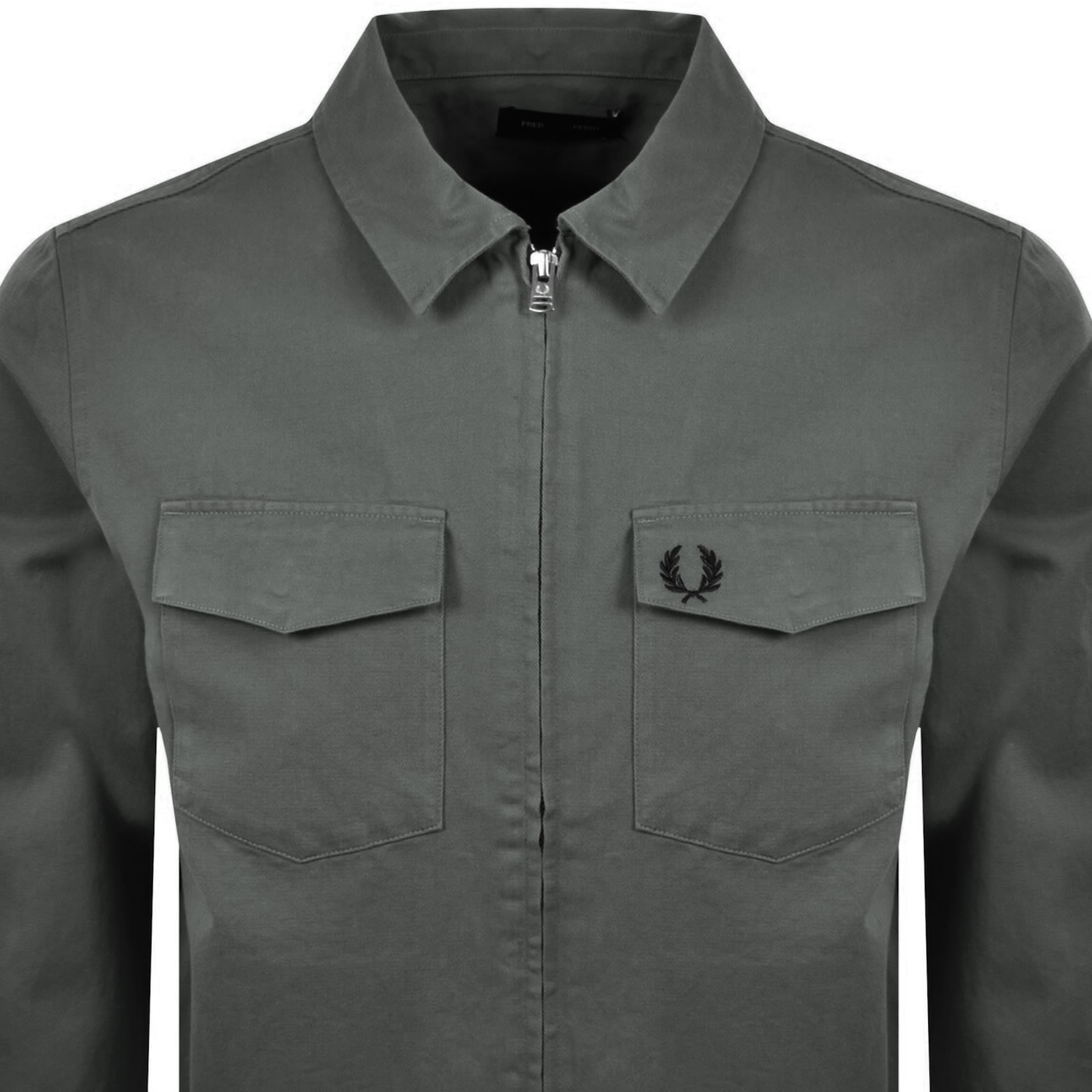 Fred Perry Zip-front Shirt Jacket In Green