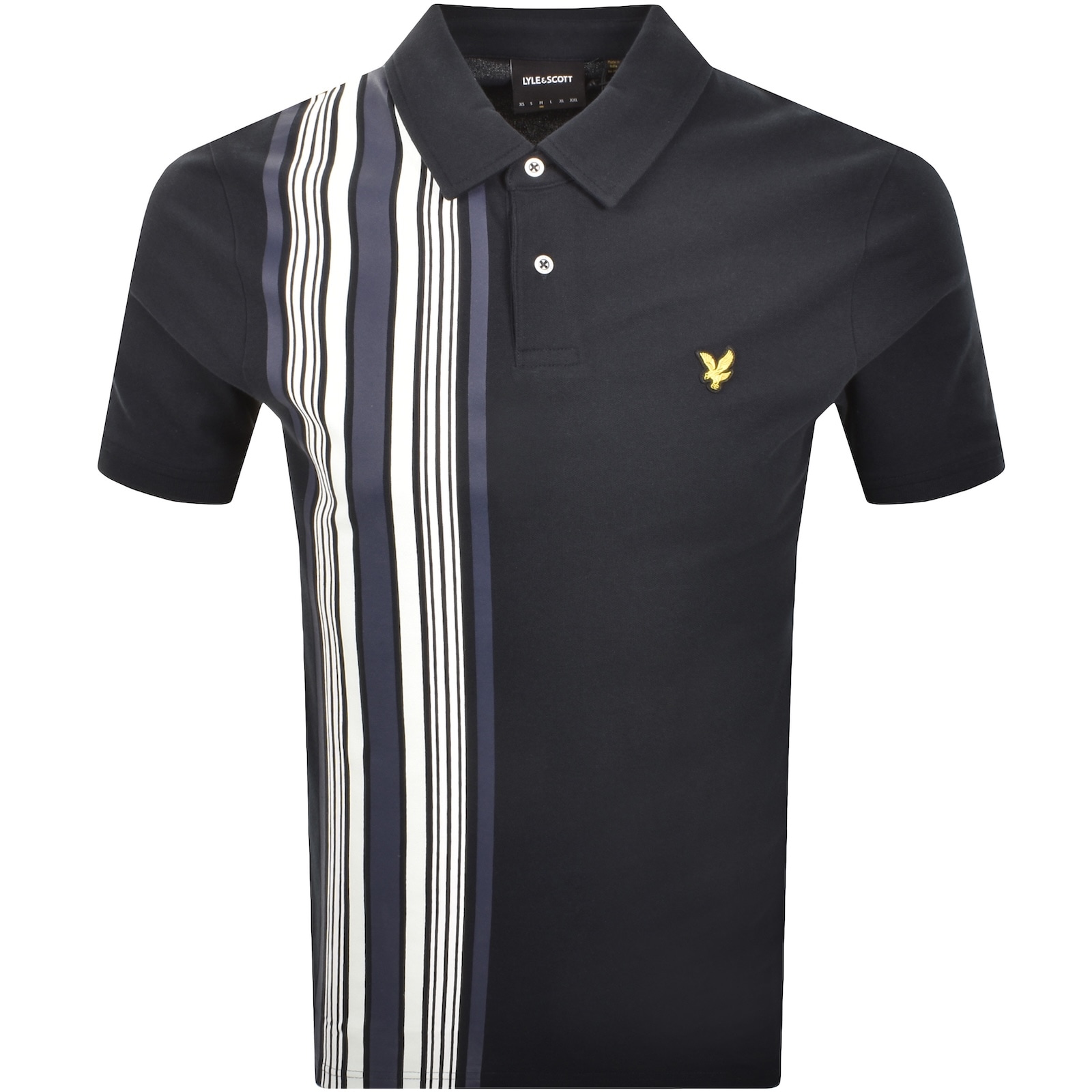Lyle & Scott Lyle And Scott Deck Stripe Polo T Shirt Navy In Black