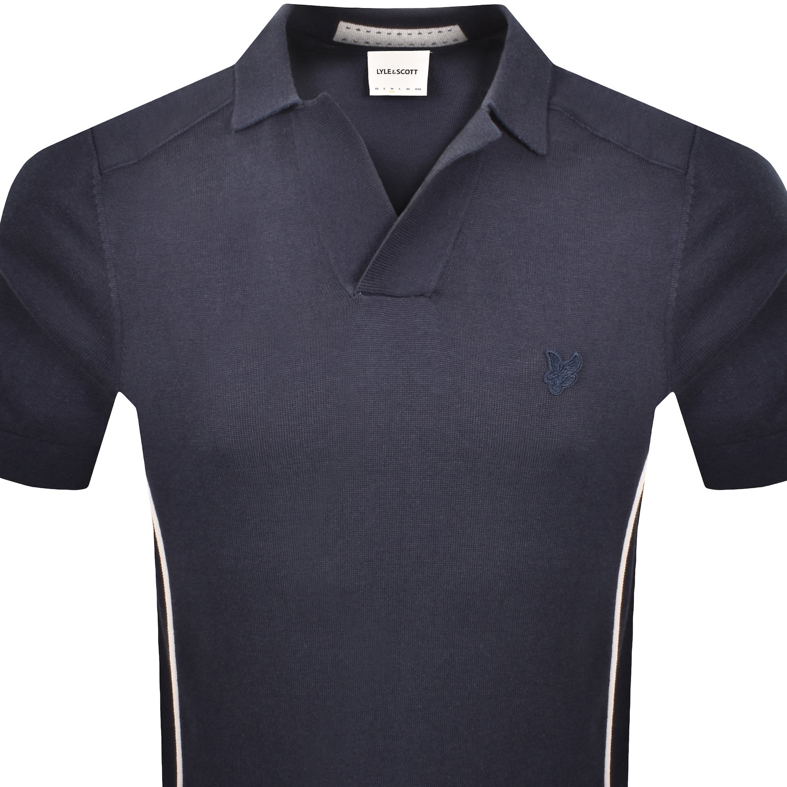 Lyle & Scott Lyle And Scott Seam Tipped Knit Polo T Shirt Navy In Black