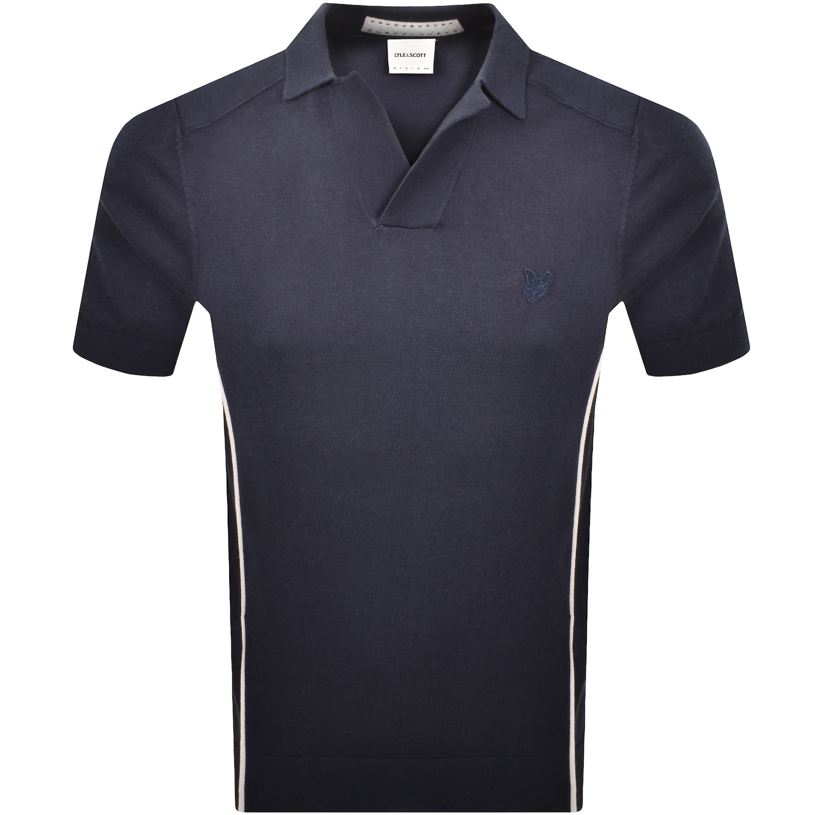 Lyle & Scott Lyle And Scott Seam Tipped Knit Polo T Shirt Navy In Black