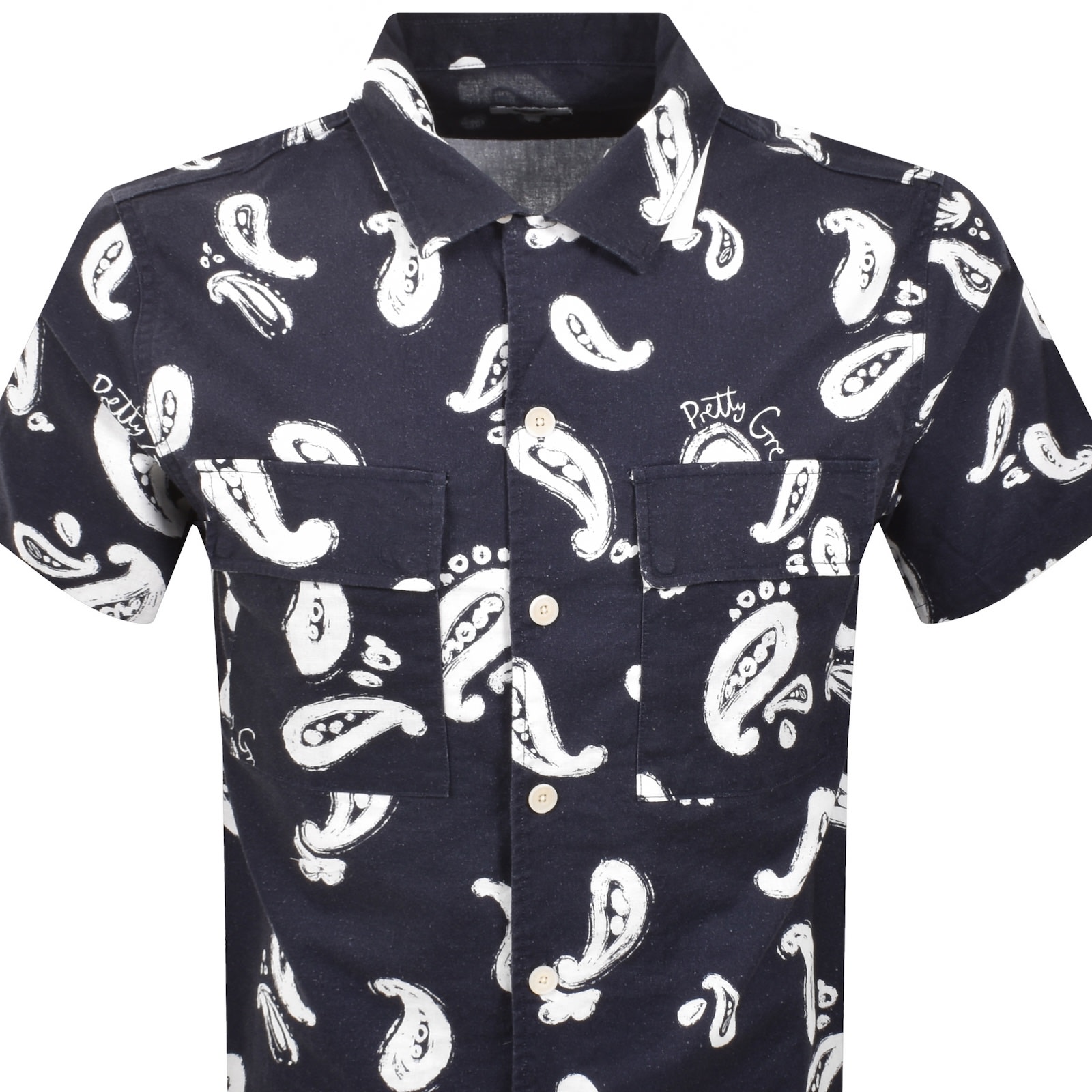 Pretty Green Widnes Paisley Shirt Navy In Blue