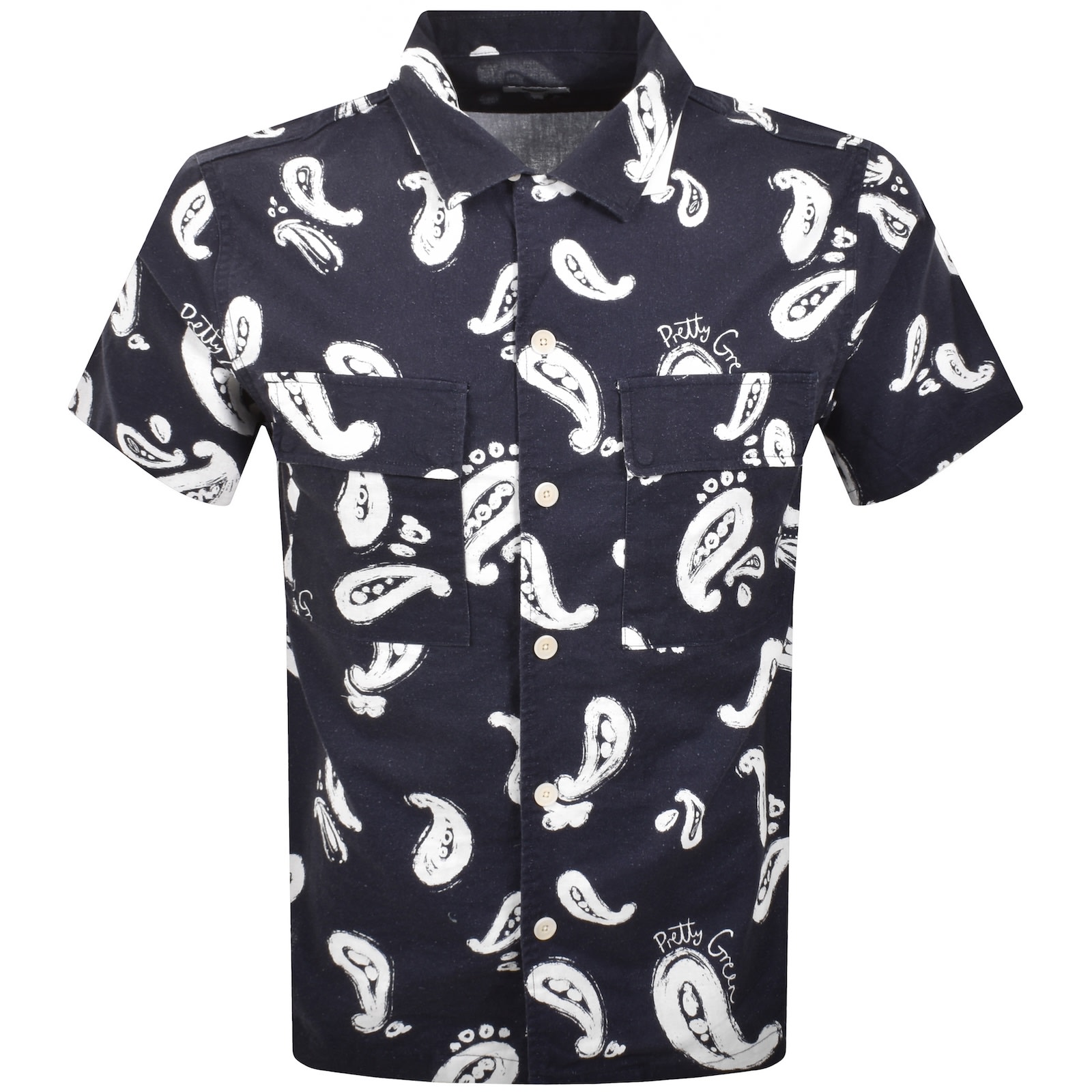 Pretty Green Widnes Paisley Shirt Navy In Blue