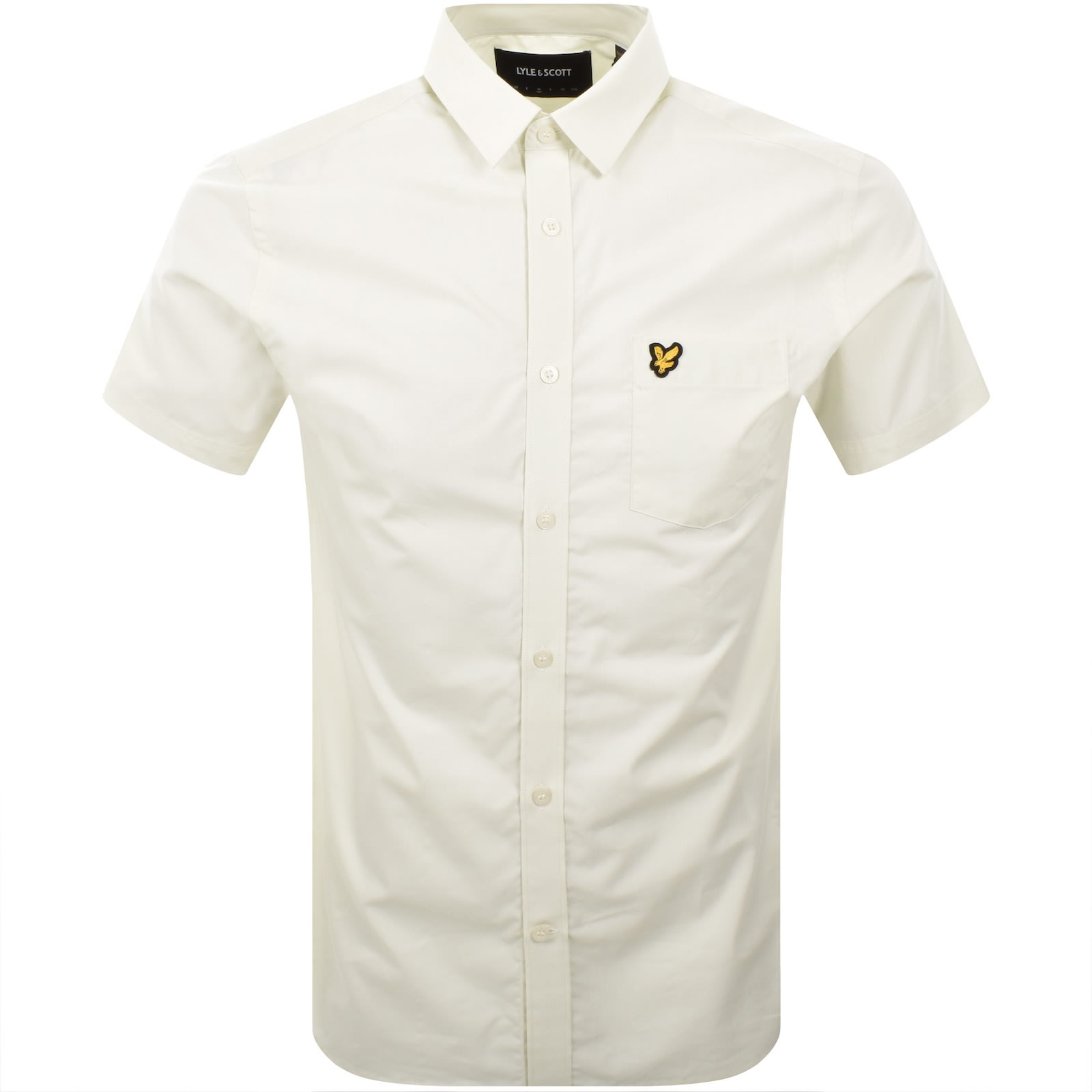 Lyle & Scott Lyle And Scott Poplin Short Sleeve Shirt Green In White