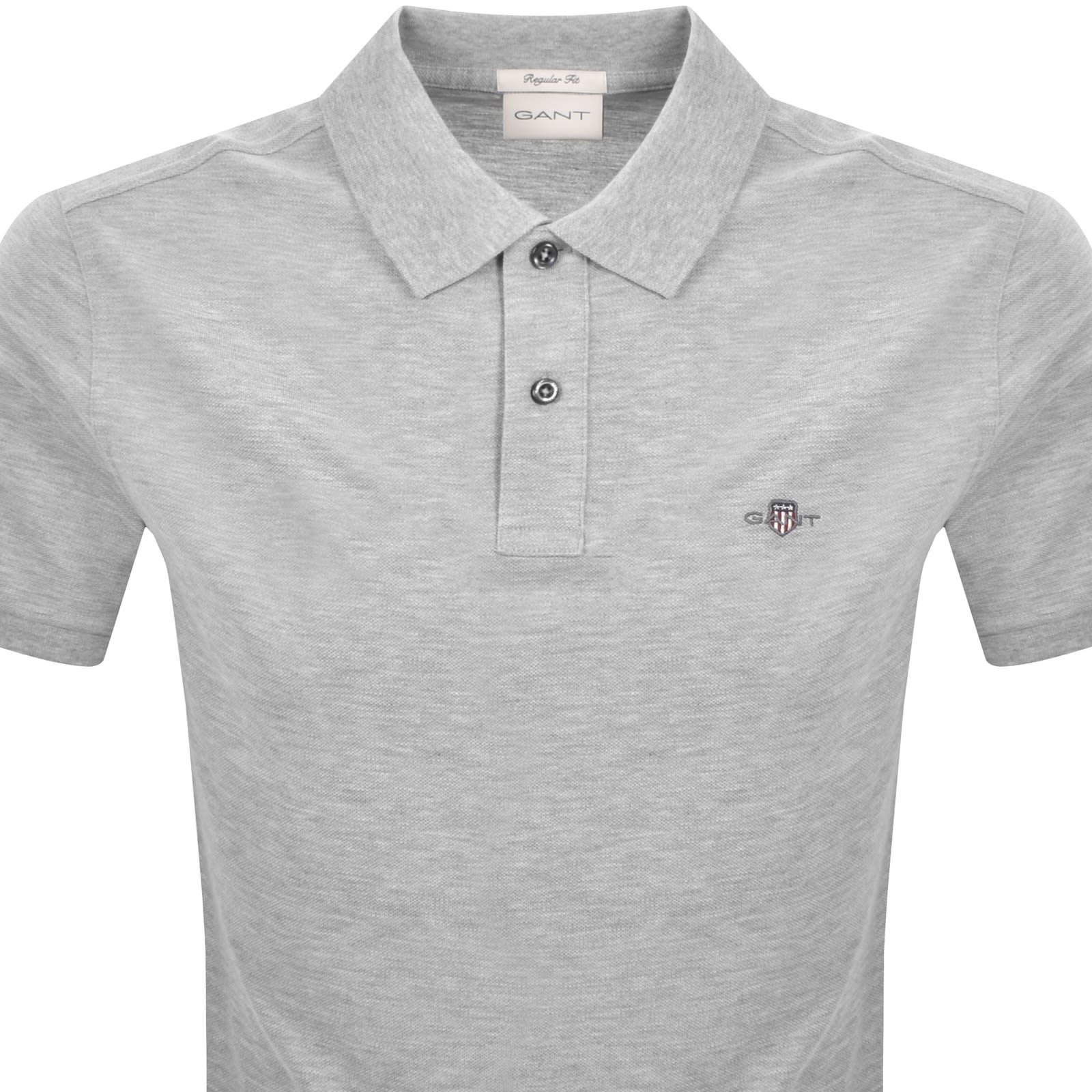 Gant Regular Fit Shield Pique Polo T Shirt Grey In Gray