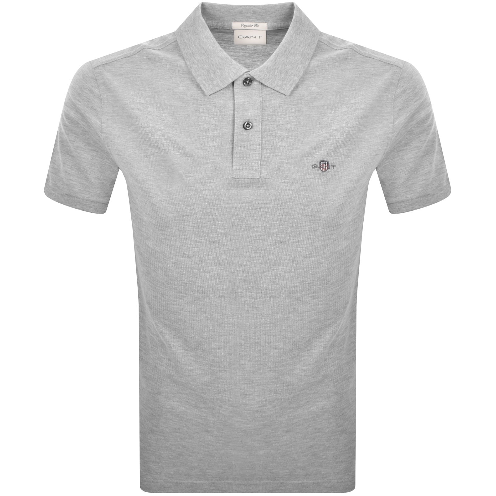 Gant Regular Fit Shield Pique Polo T Shirt Grey In Gray