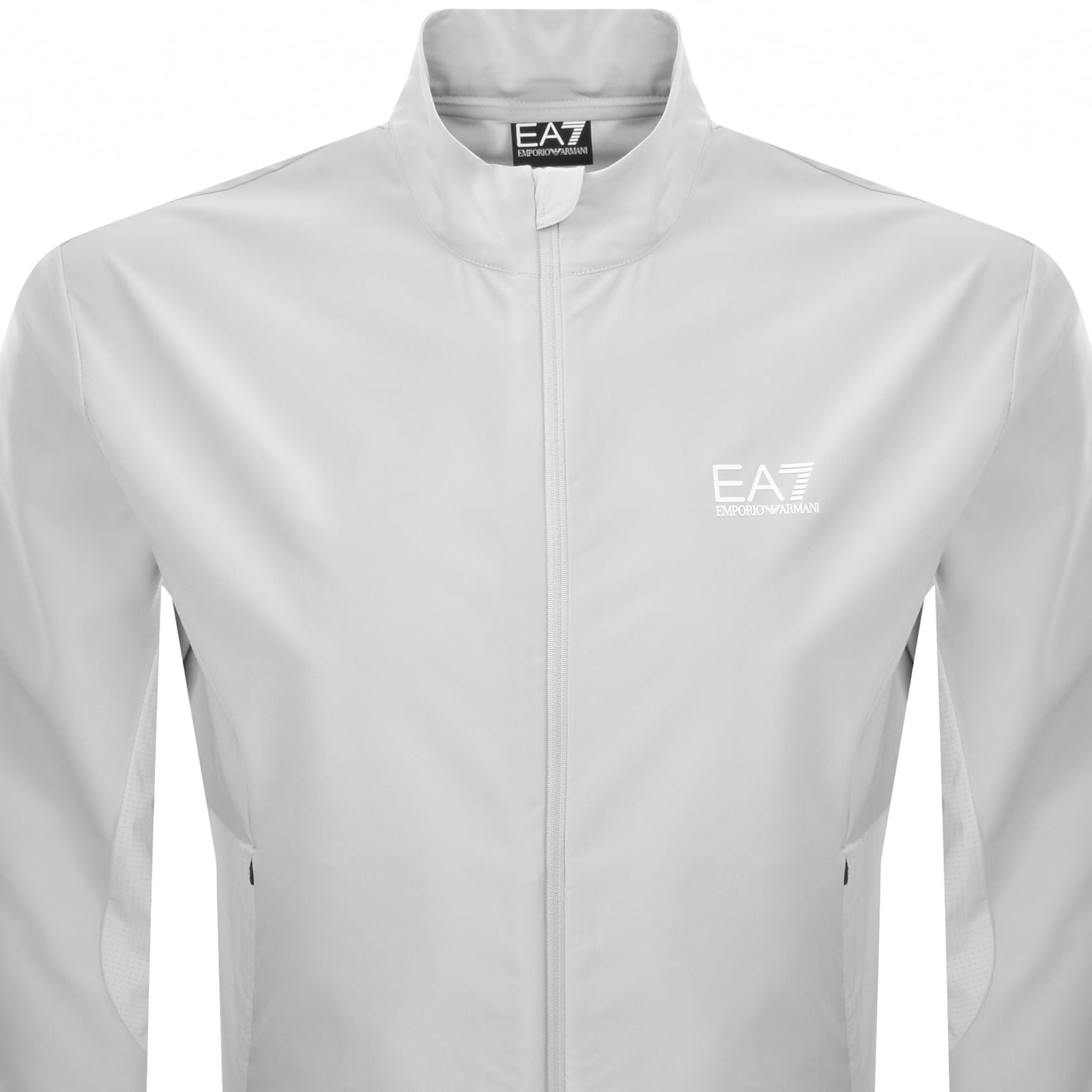Ea7 Emporio Armani Logo Jacket Grey In White
