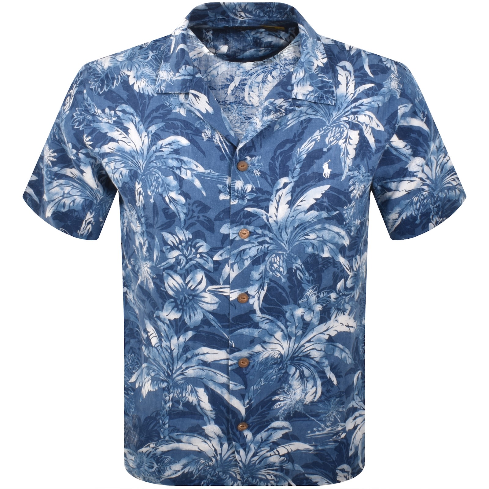 Ralph Lauren Linen Short Sleeve Shirt Blue In Blue