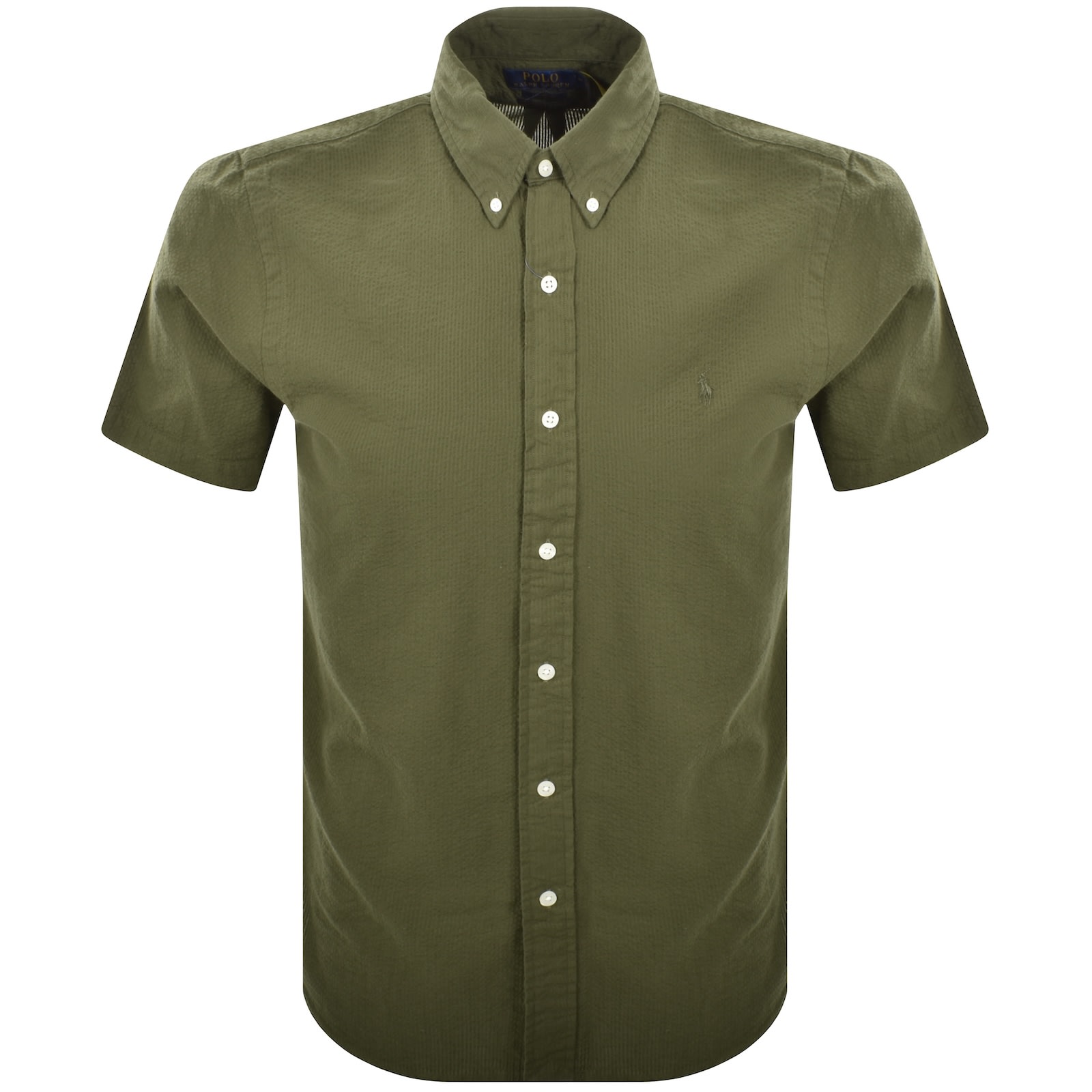 Ralph Lauren Seersucker Short Sleeve Shirt Green In Green