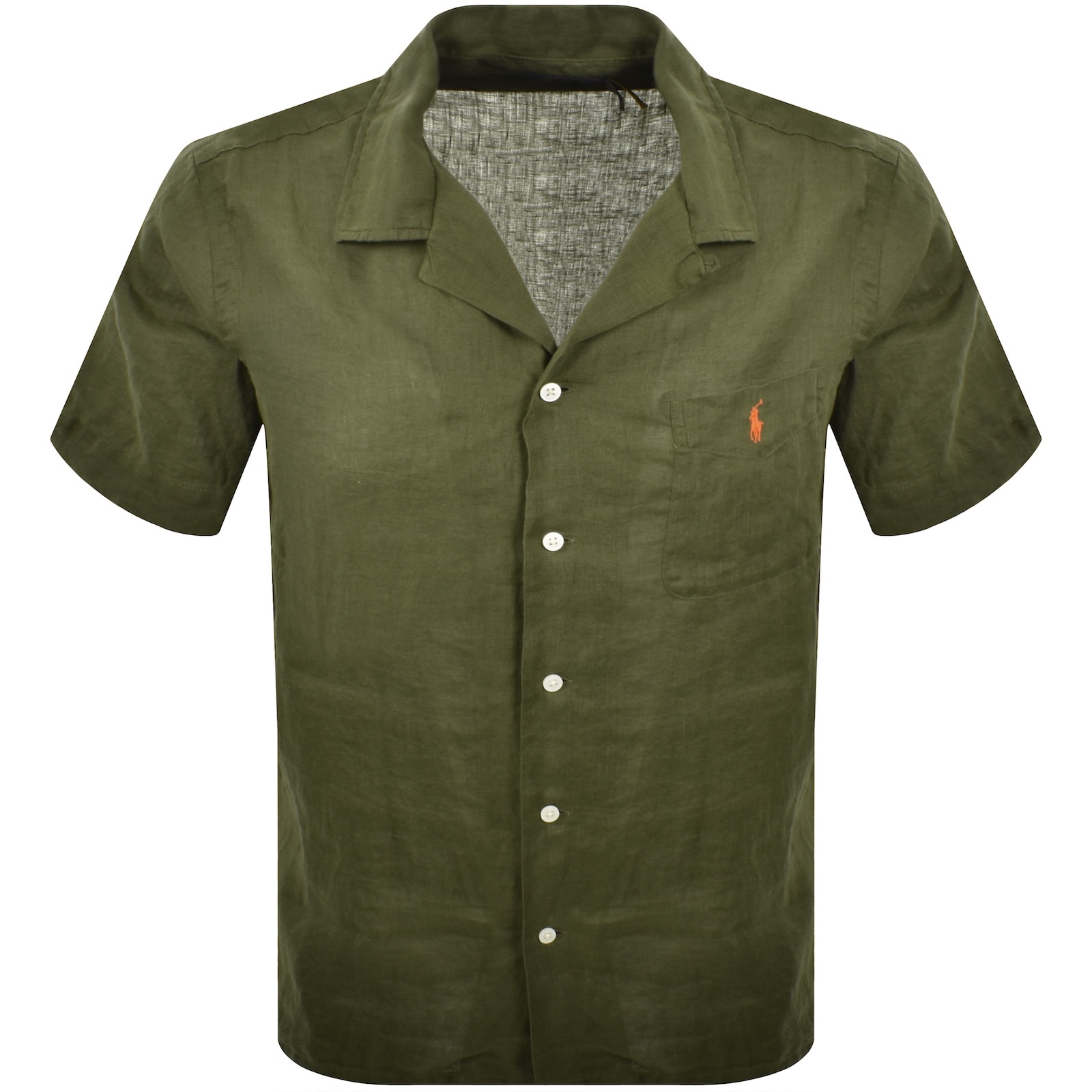 Ralph Lauren Linen Short Sleeve Shirt Green In Green