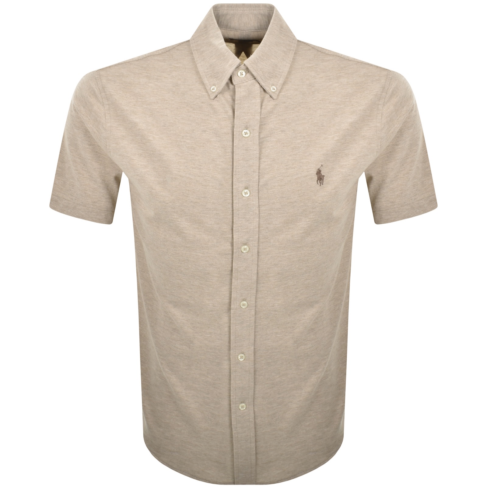 Ralph Lauren Short Sleeve Knit Shirt Beige In Neutral