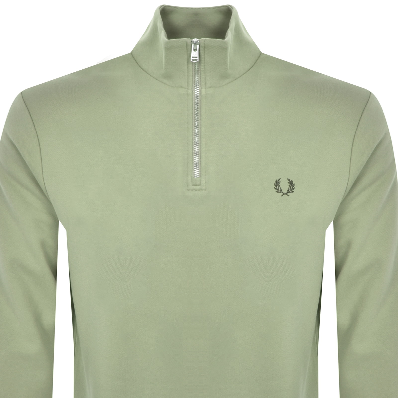 Fred Perry Half Zip Sweatshirt Olive Mint In Gray