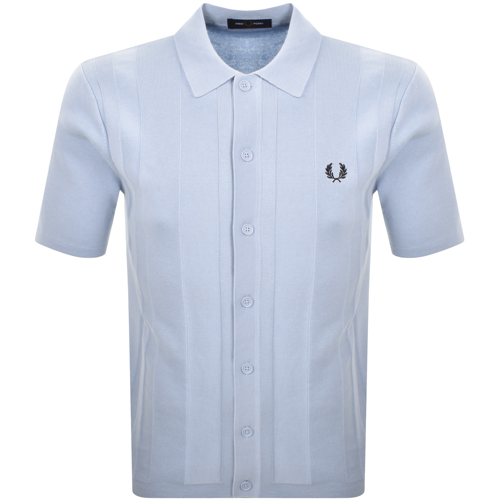 Fred Perry Button Through Knit Polo Shirt Blue In Blue