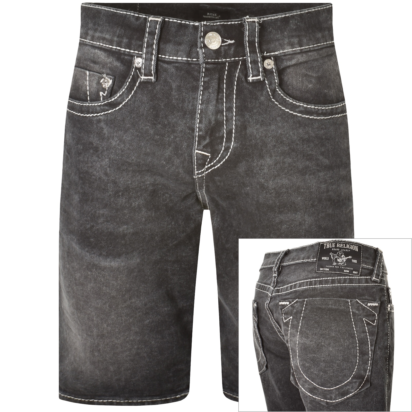 True Religion Ricky Shorts Washed Black