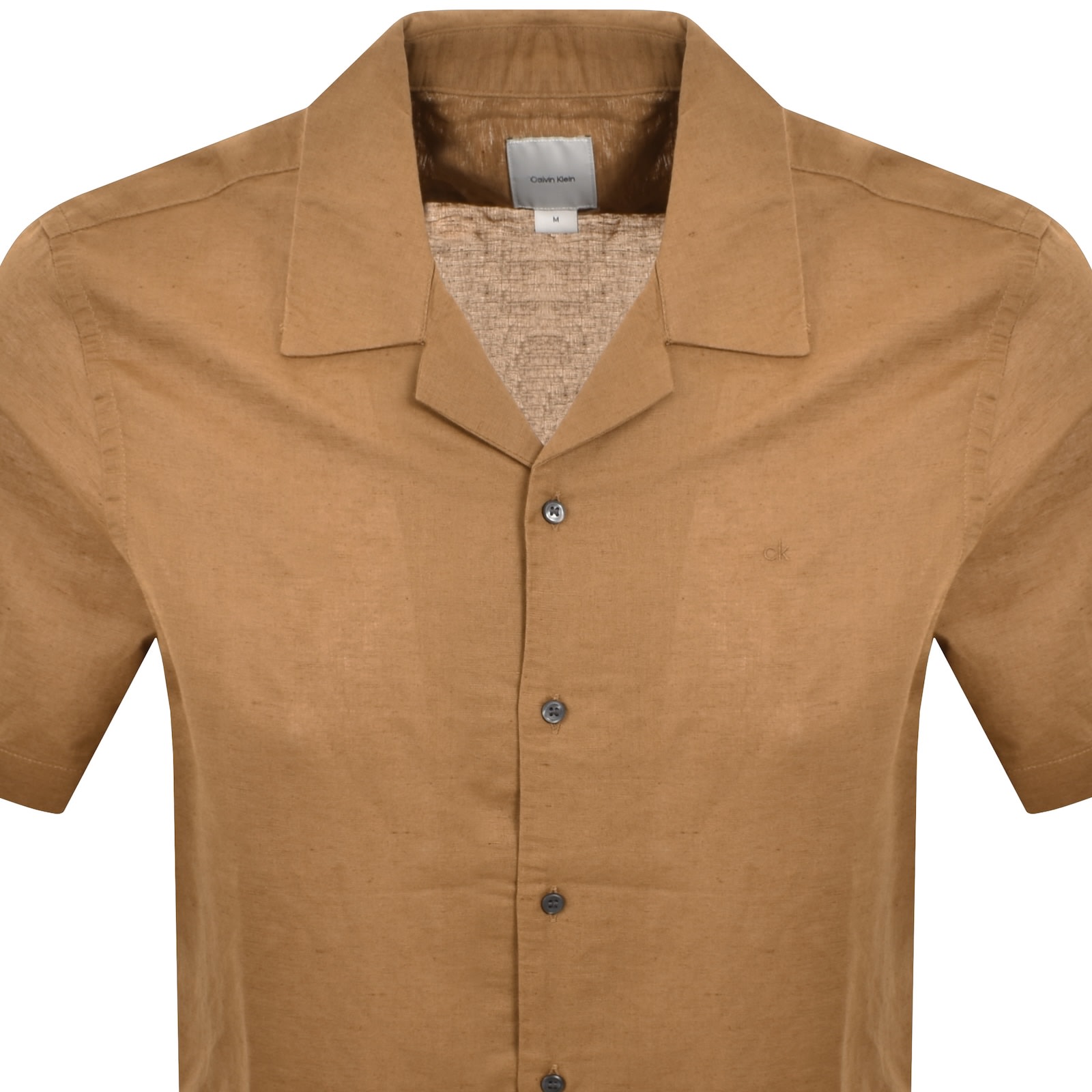 Shop Calvin Klein Linen Shirt Brown