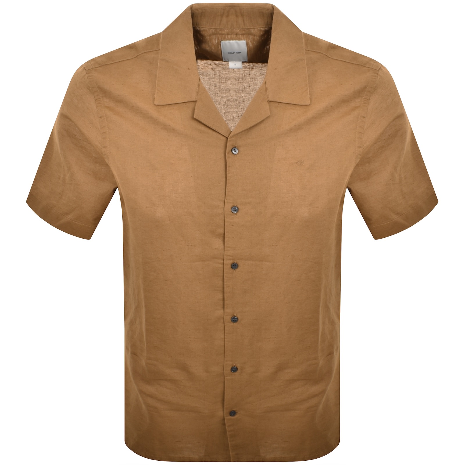 Shop Calvin Klein Linen Shirt Brown