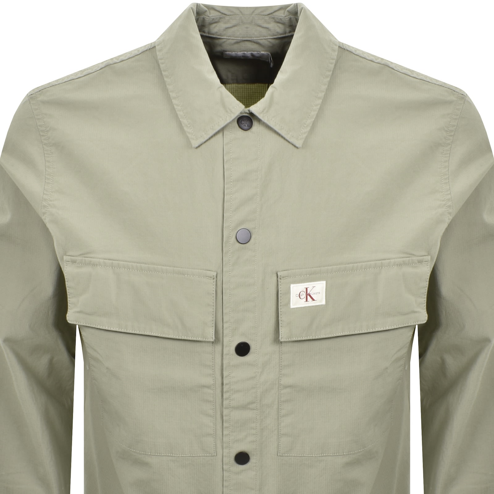 Shop Calvin Klein Jeans Cargo Overshirt Jacket Green