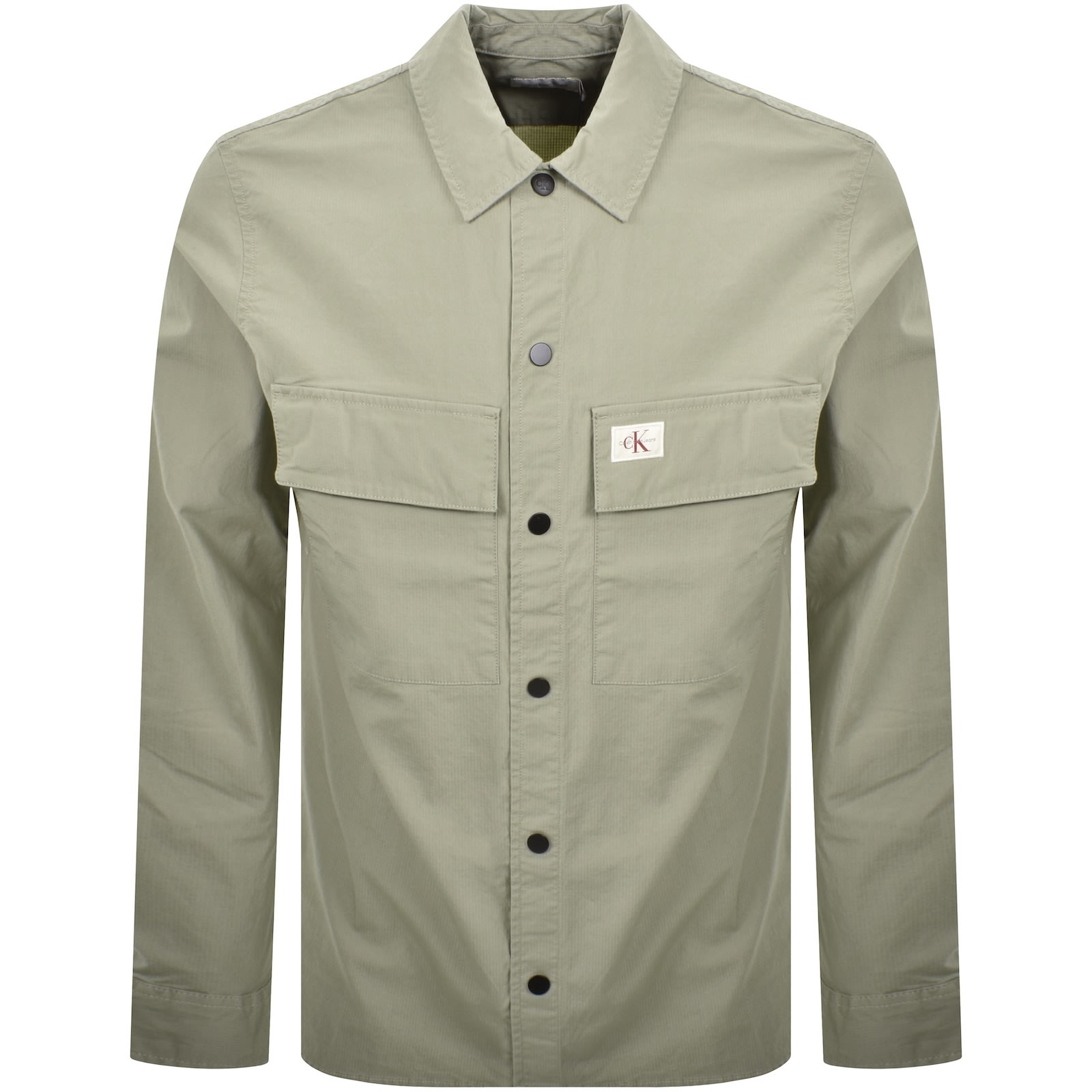 Shop Calvin Klein Jeans Cargo Overshirt Jacket Green